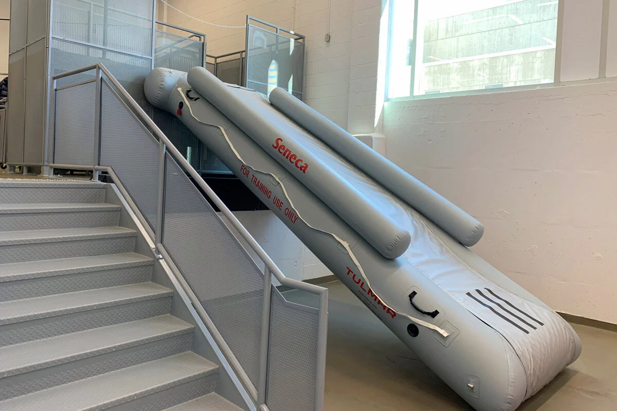 In addition to the B737 fuselage, the Fights Hub includes an A320 door trainer and mock cabin and a five-metre evacuation slide to enhance practical training.
