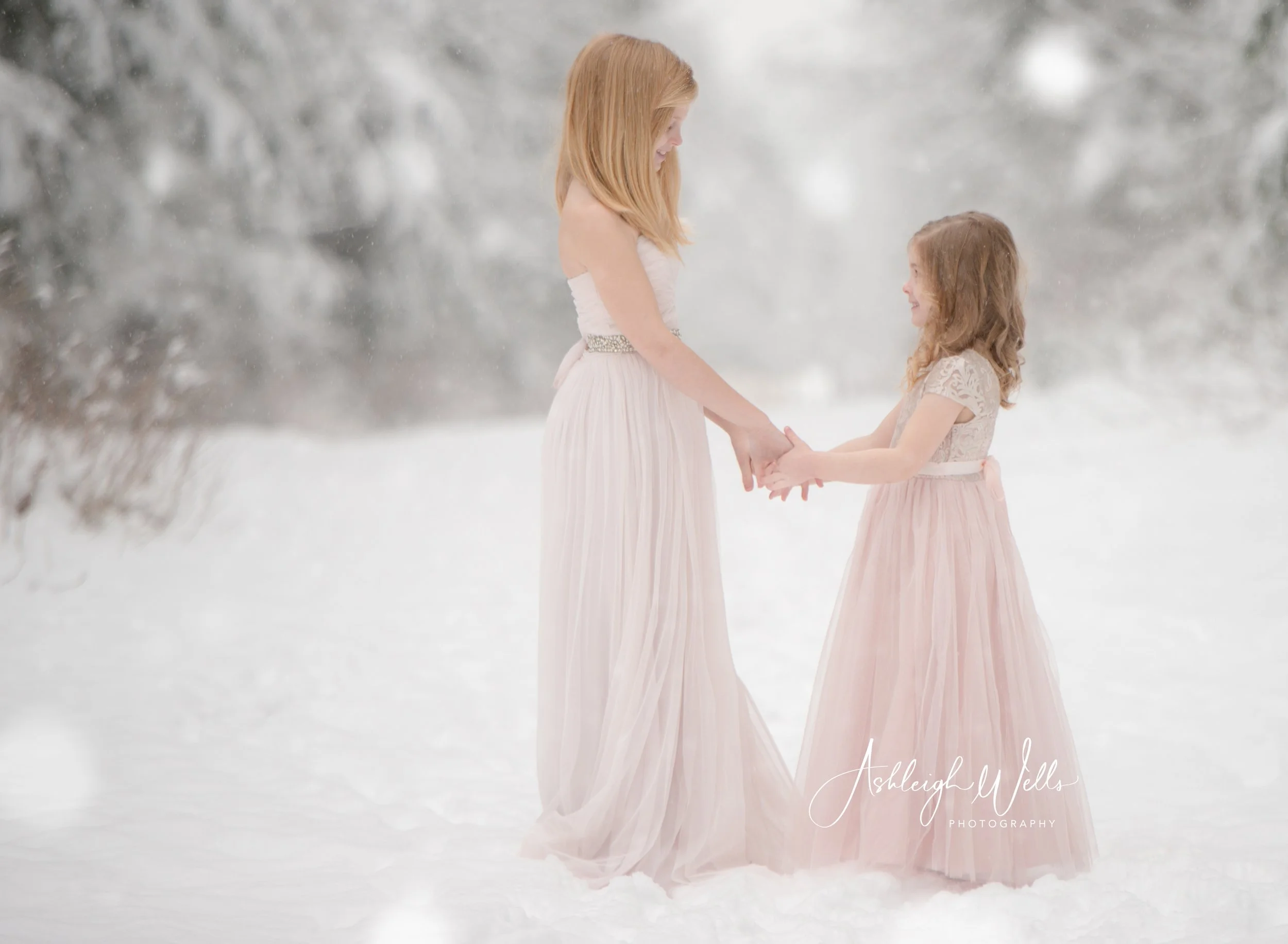sisters in the snow