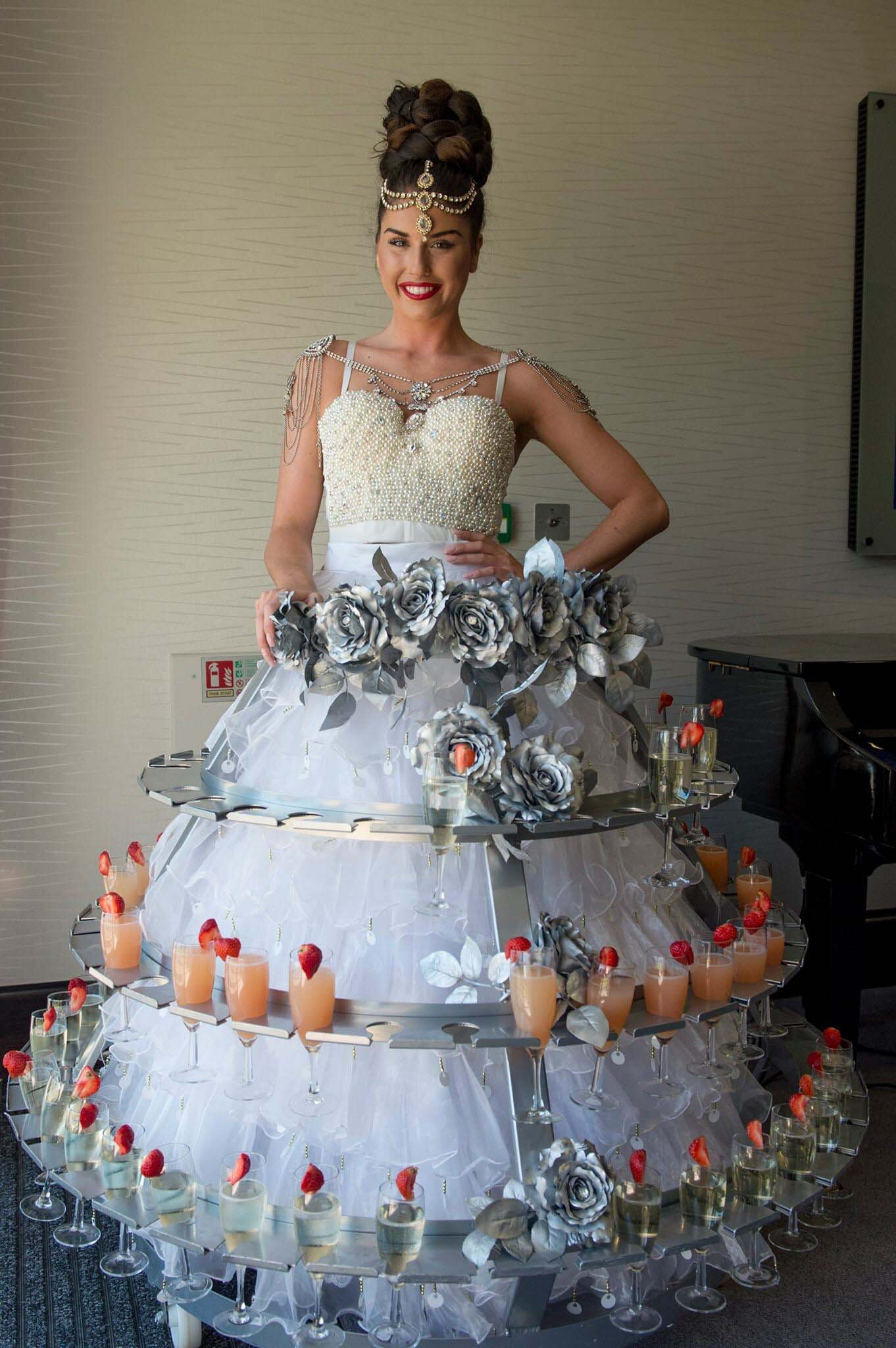 Strolling champagne tables at event