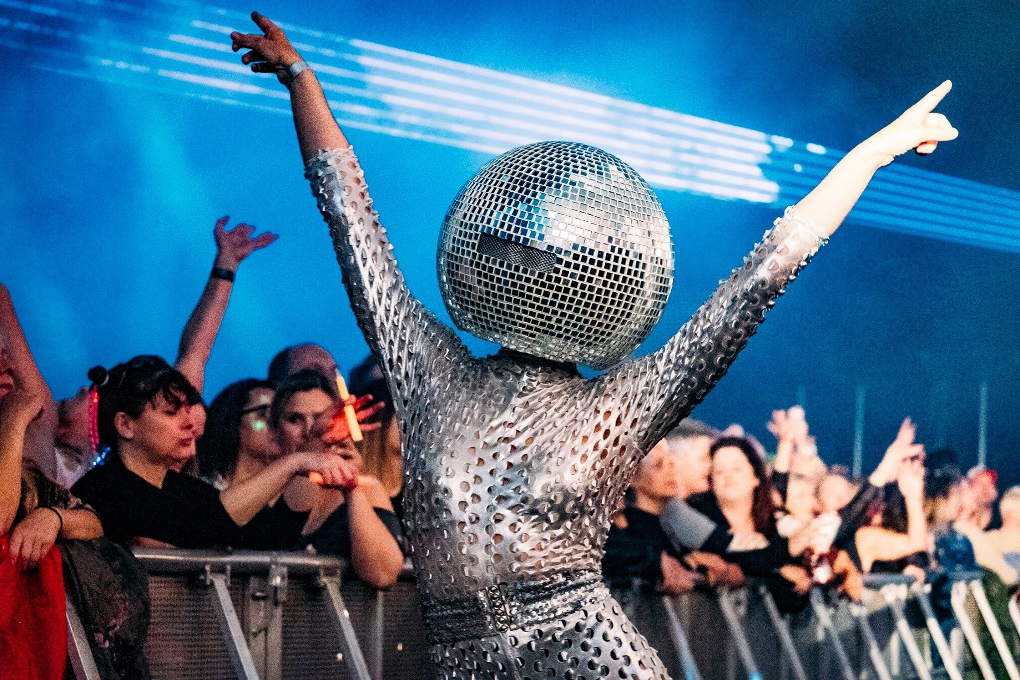 Disco ball heads at event