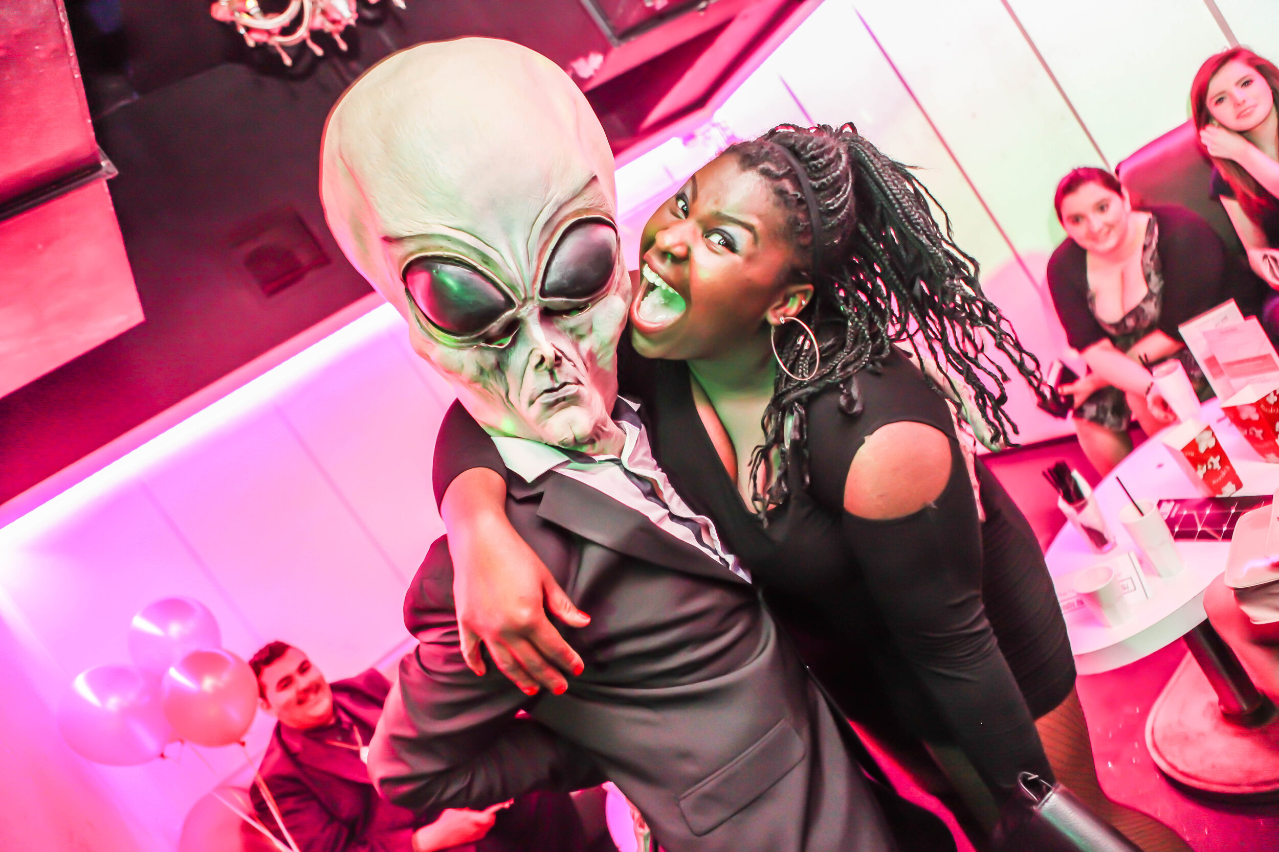 Alien walkabout character at event 