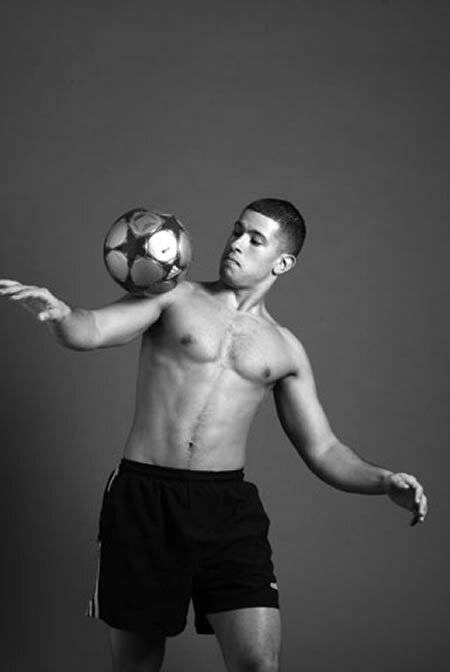 Football freestyler performing at event
