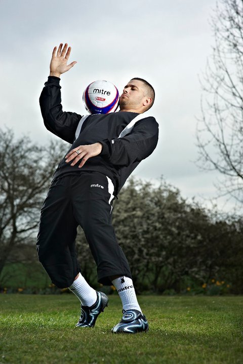 Football freestyler performing at event