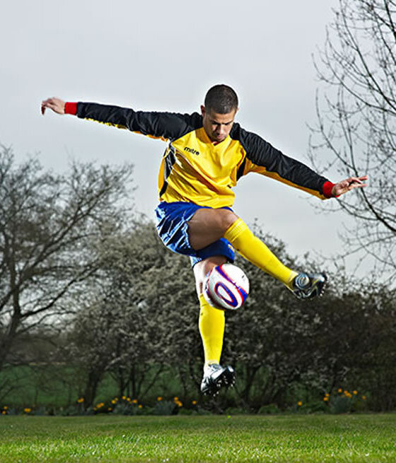 Football freestyler performing at event