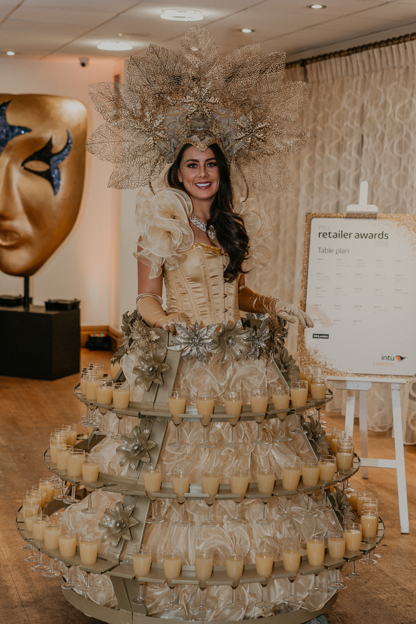 Strolling champagne tables at event