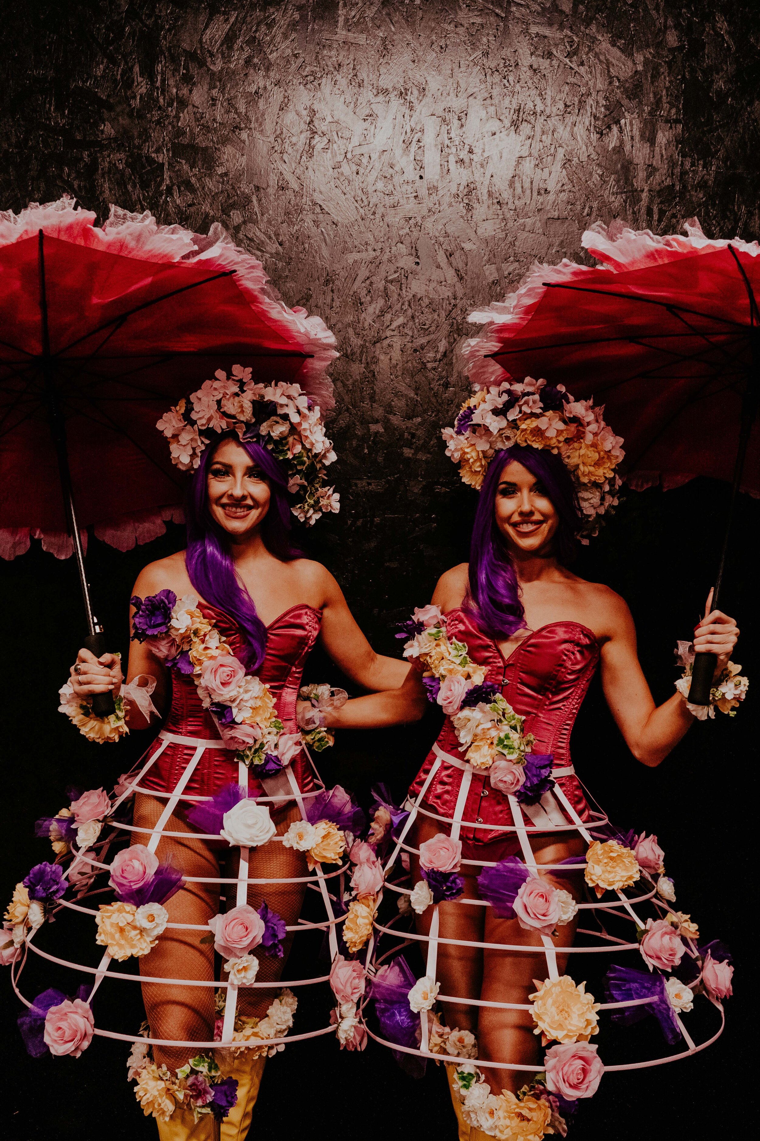 Sexy living flower girls at event
