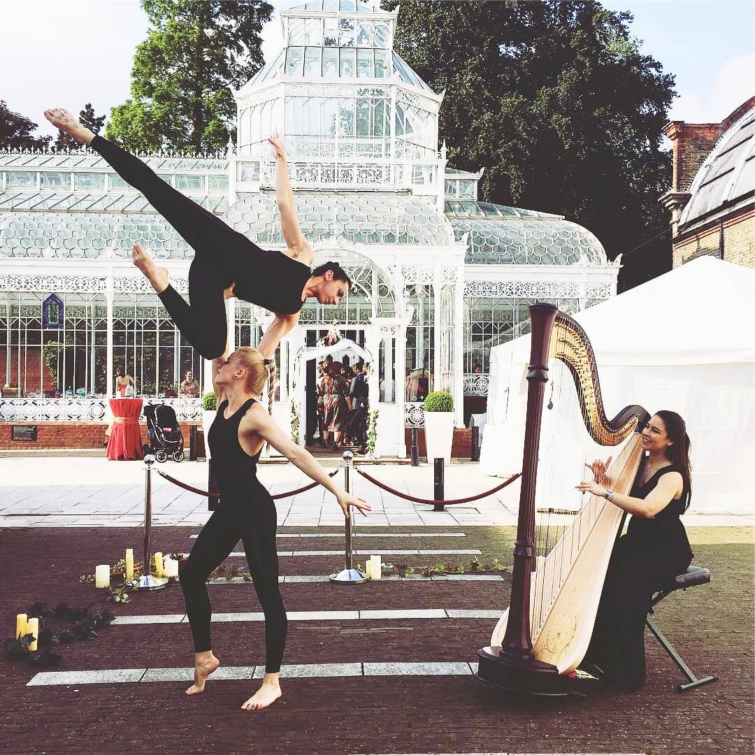 Acrobats performing at event