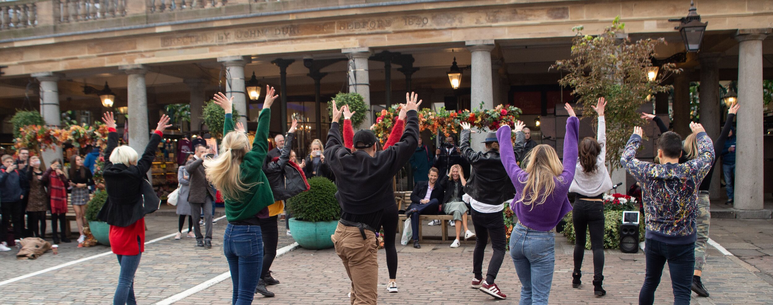 Flash mob performing at event