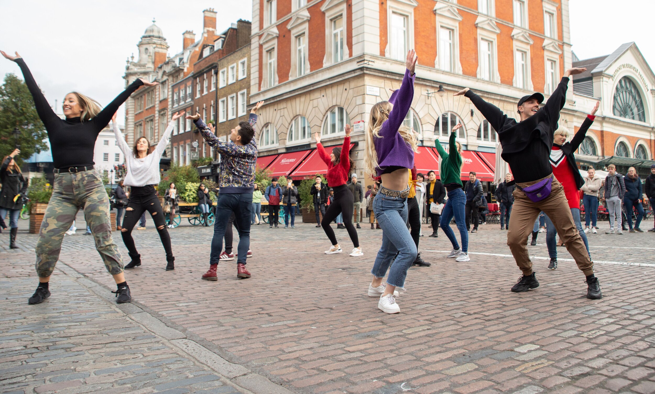 Flash mob performing at event