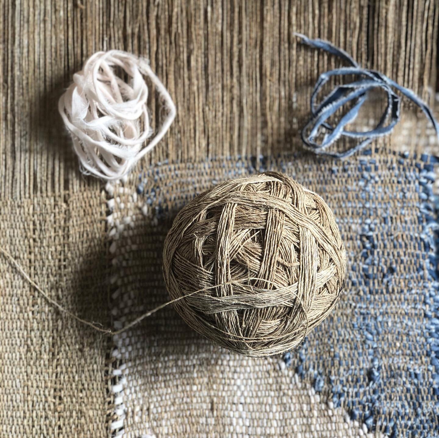 &lsquo;Home&rsquo; on the loom.
Combining a variety of natural hand spun yarns with my old indigo &lsquo;kurta&rsquo; and cotton sari strips as weft. 

&lsquo;Home&rsquo;, Is it where I live?
Or is it what lives in me?
Do I carry it within me or is i