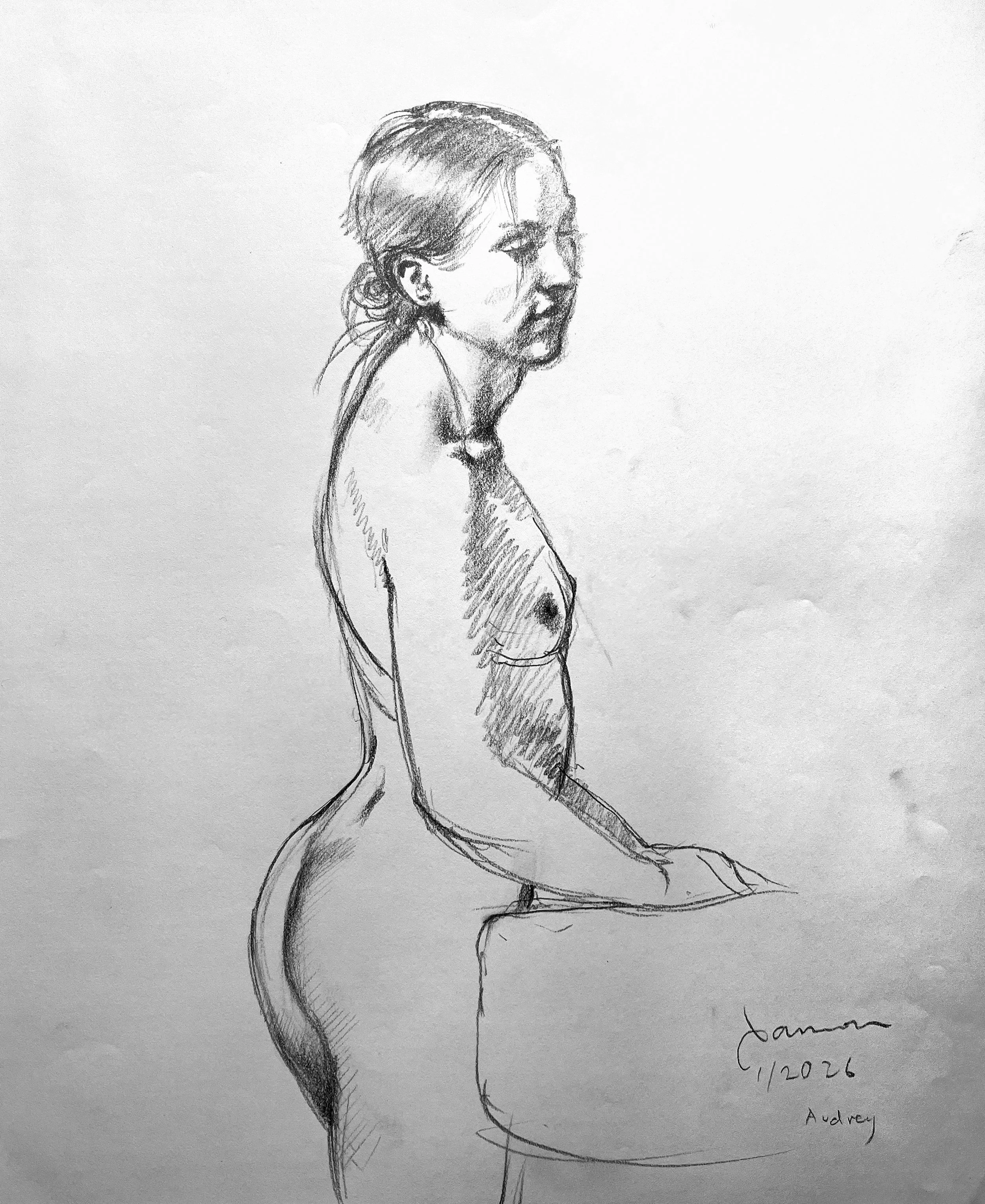 Audrey, Graphite. 14" x 17" $130.
