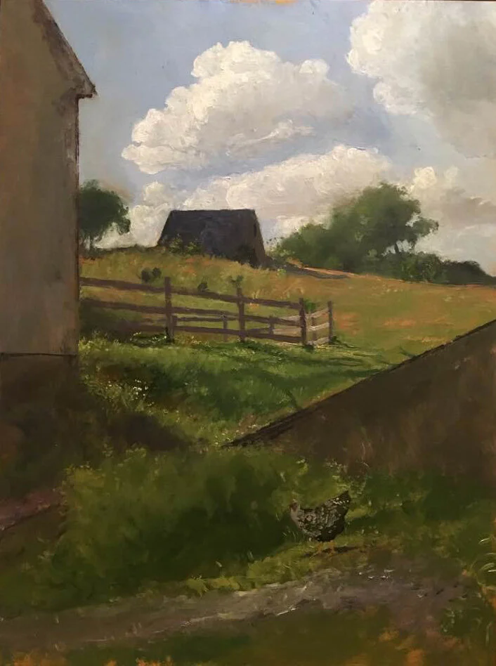 Wright Locke Farm, Oil on Panel. 17.5" x 13" Lost