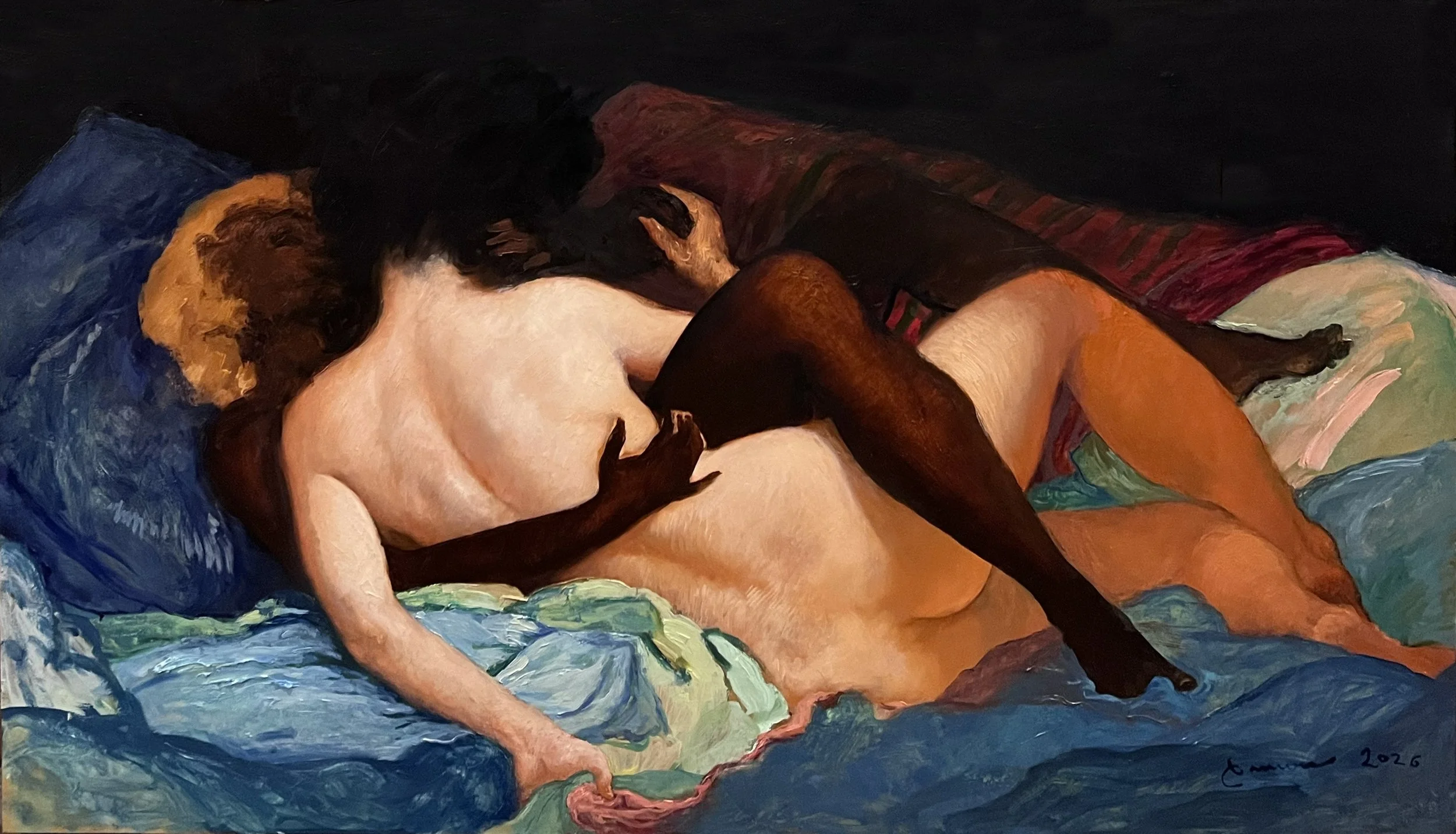 Lovers, Oil on Panel.  24" x 42" $2200