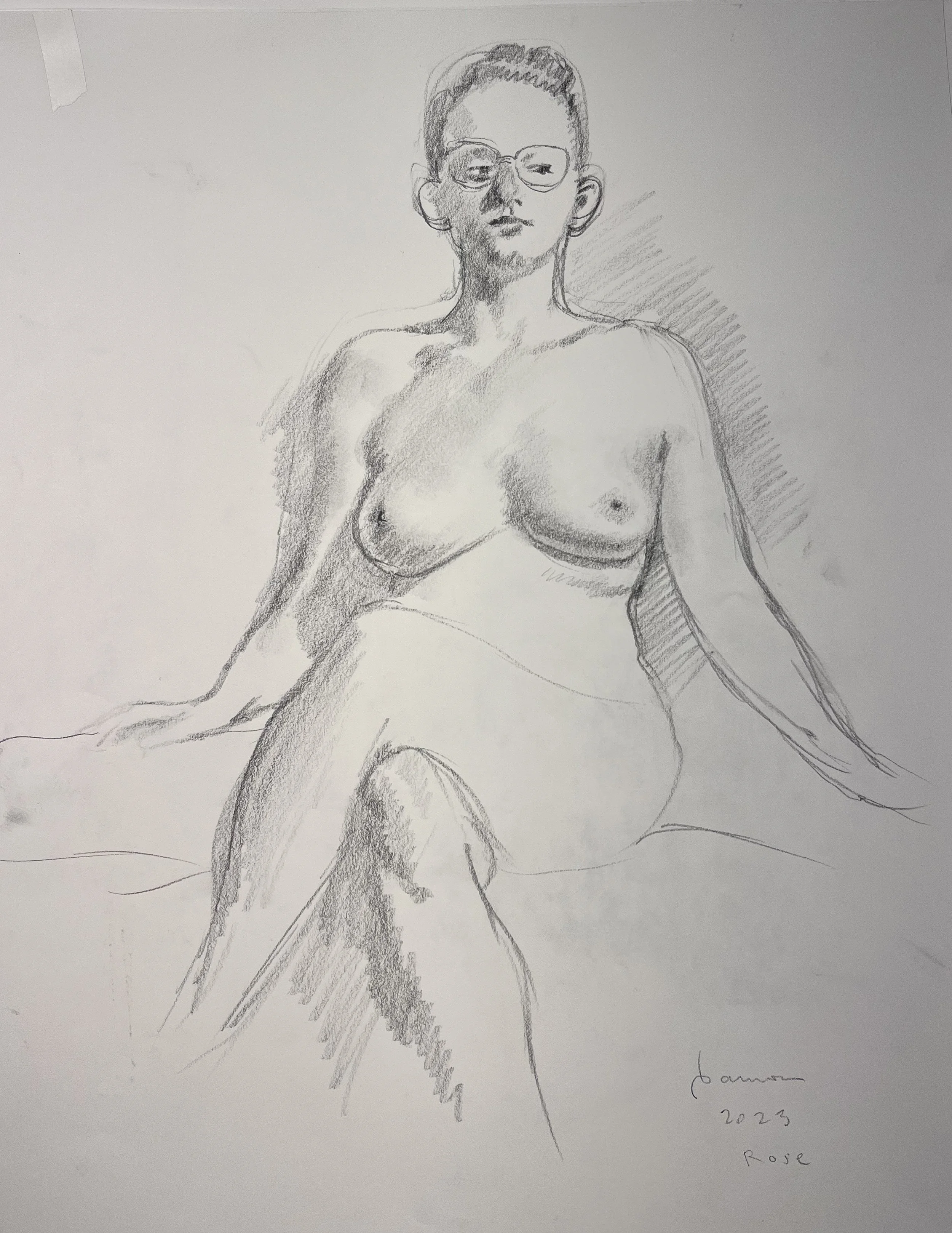 Rose with Glasses, Graphite. 14" x 17" $110