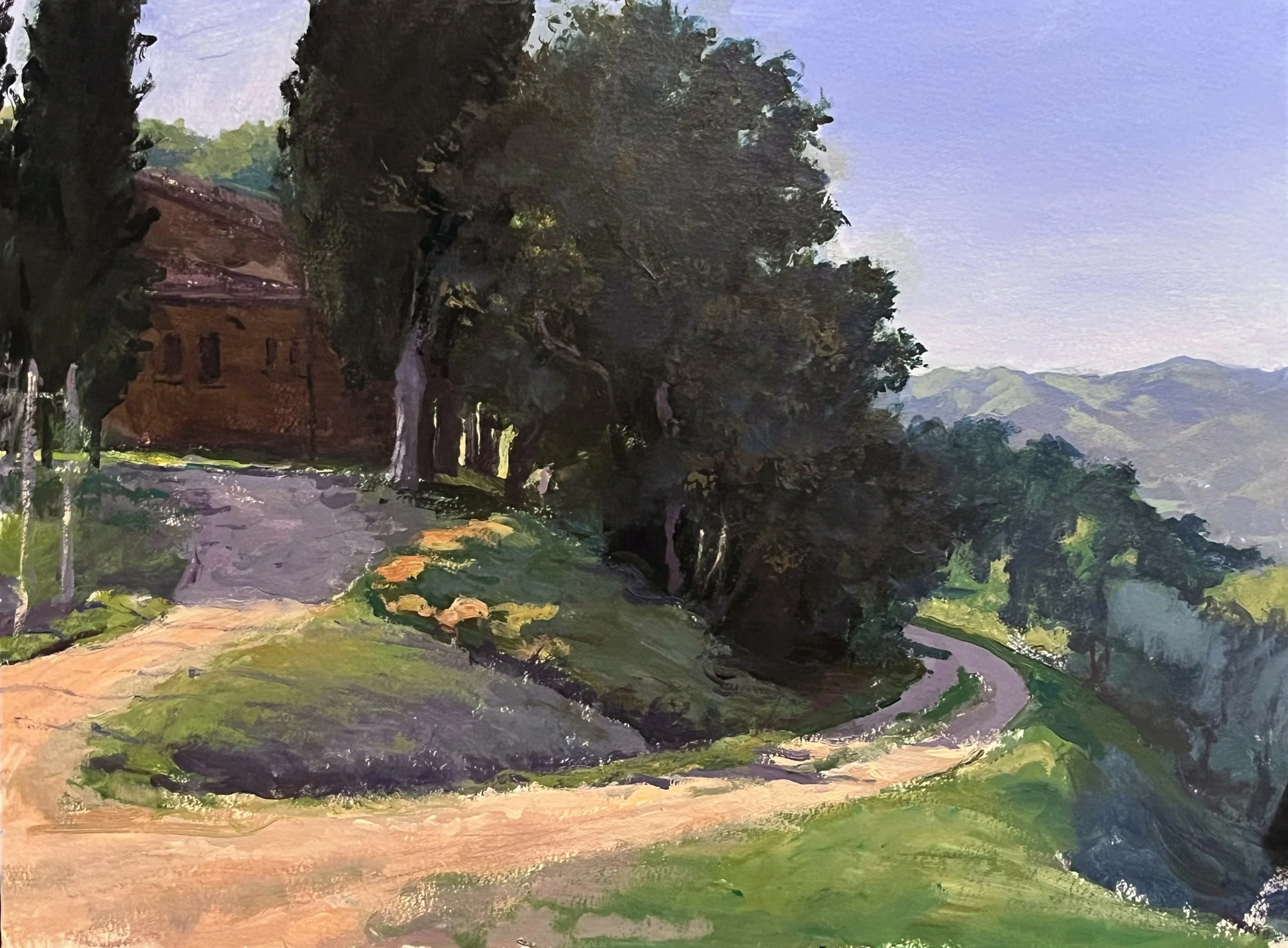 Capitignano, the Villa, Acrylic on paper. 16" x 12" $400