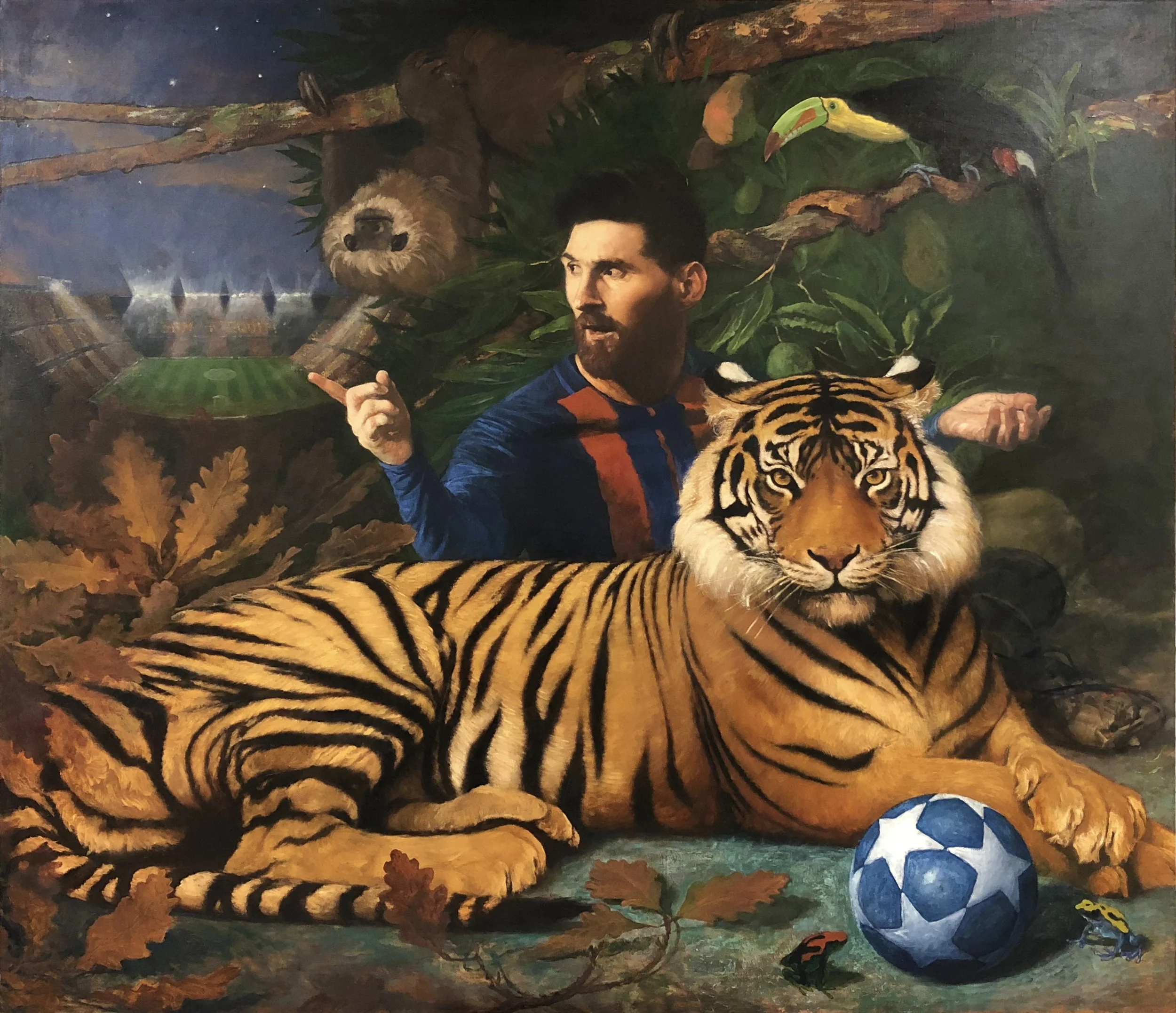 Leo and Tiger, Oil on Linen. 72" x 38" $5500