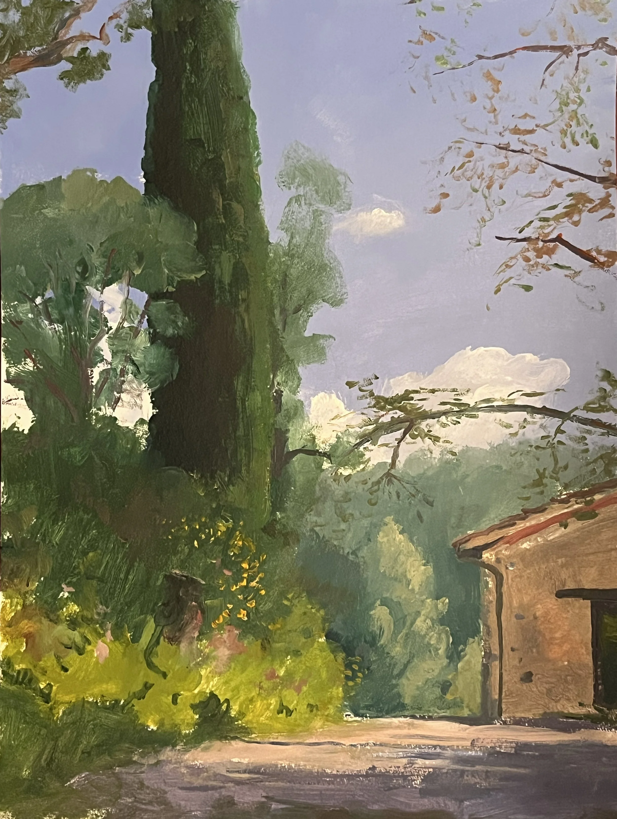 Capitignano, Late Afternoon, Acrylic on Paper. 16" x 12" $400