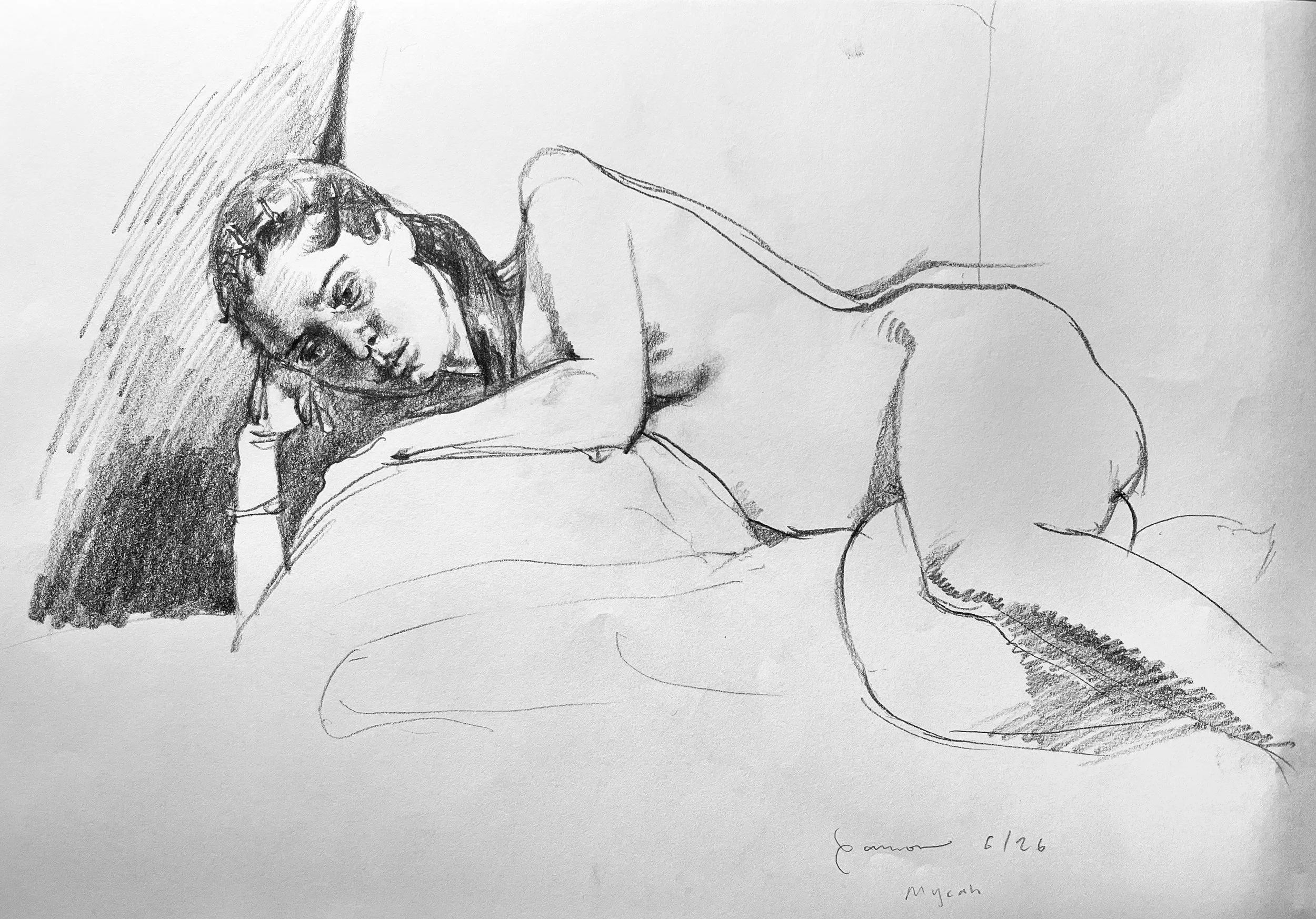 Model Resting, Graphite. 12" x 18" $80