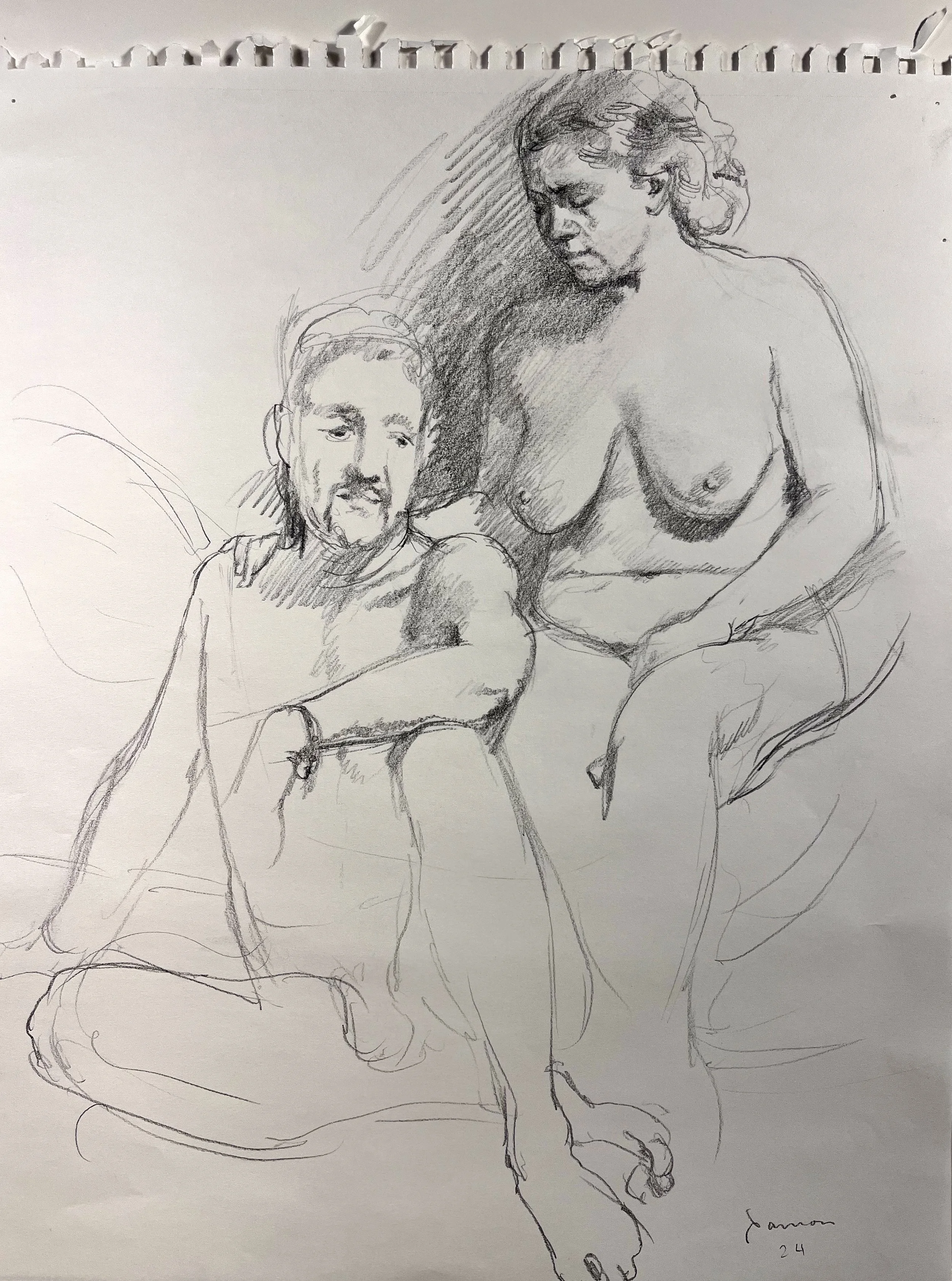 Joe and Jami, Grapite. 14" x 17" $150