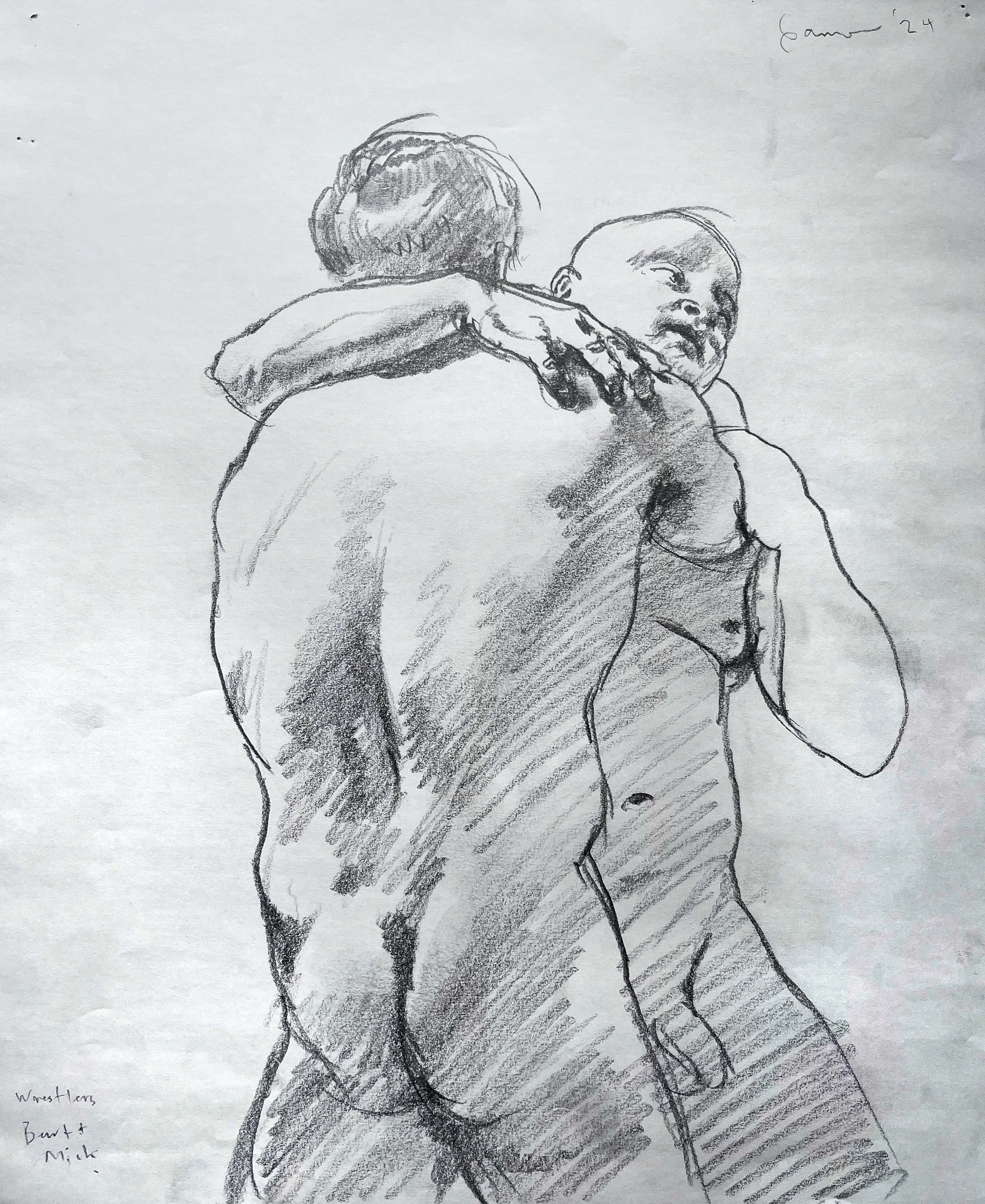 Wrestlers, Graphite. 14" x 17" $180.