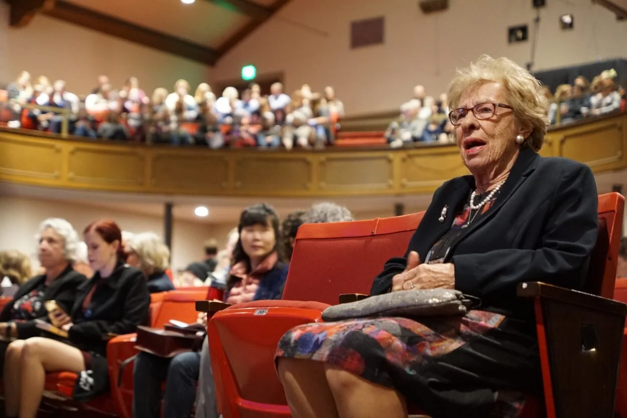 Days after Newport Beach high school students formed a swastika out of red cups and gave Nazi salutes, Eva Schloss spoke at Chapman. Schloss, who is a Holocaust survivor and Anne Frank’s stepsister, spoke to an audience of about 1,000. Photo by Jack…
