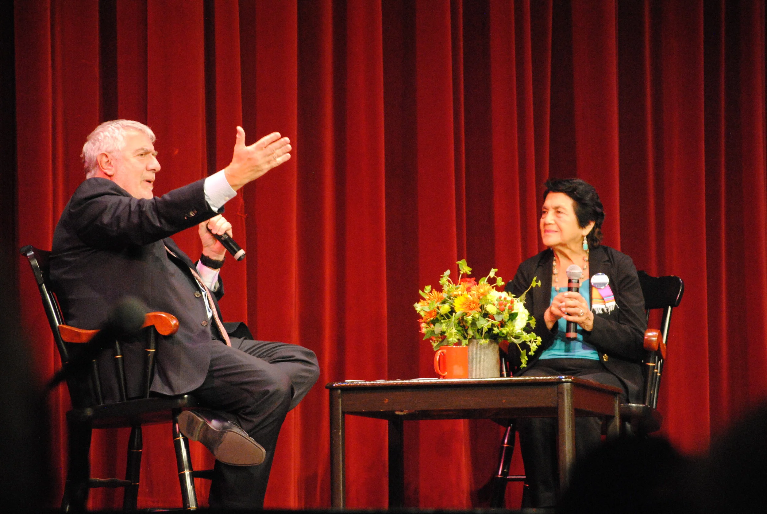 Labor and civil rights activist Dolores Huerta speaks to audience of around 200 at Chapman
