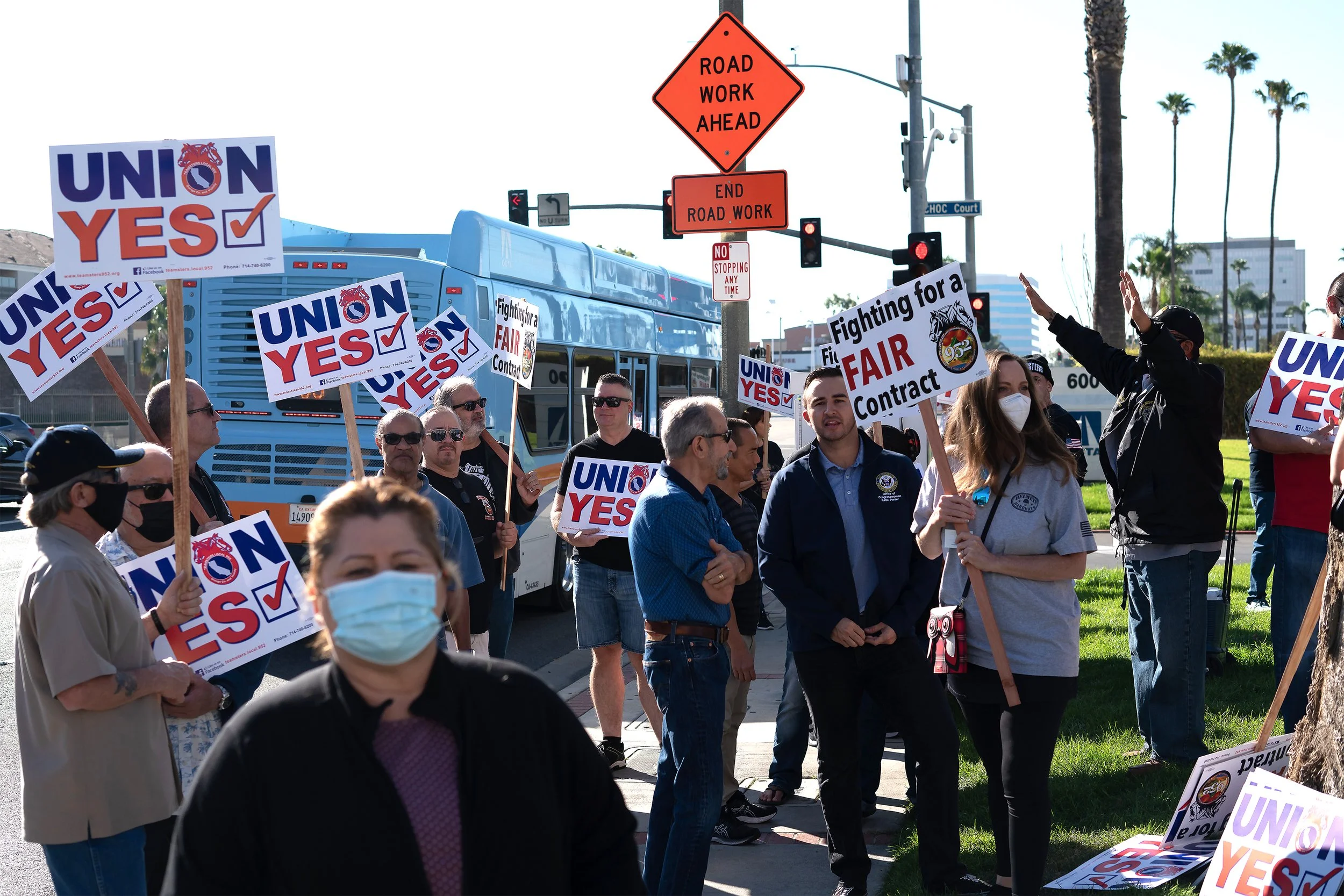 Photo Essay | Valentine's Day of change for OC bus drivers protesting poor working conditions