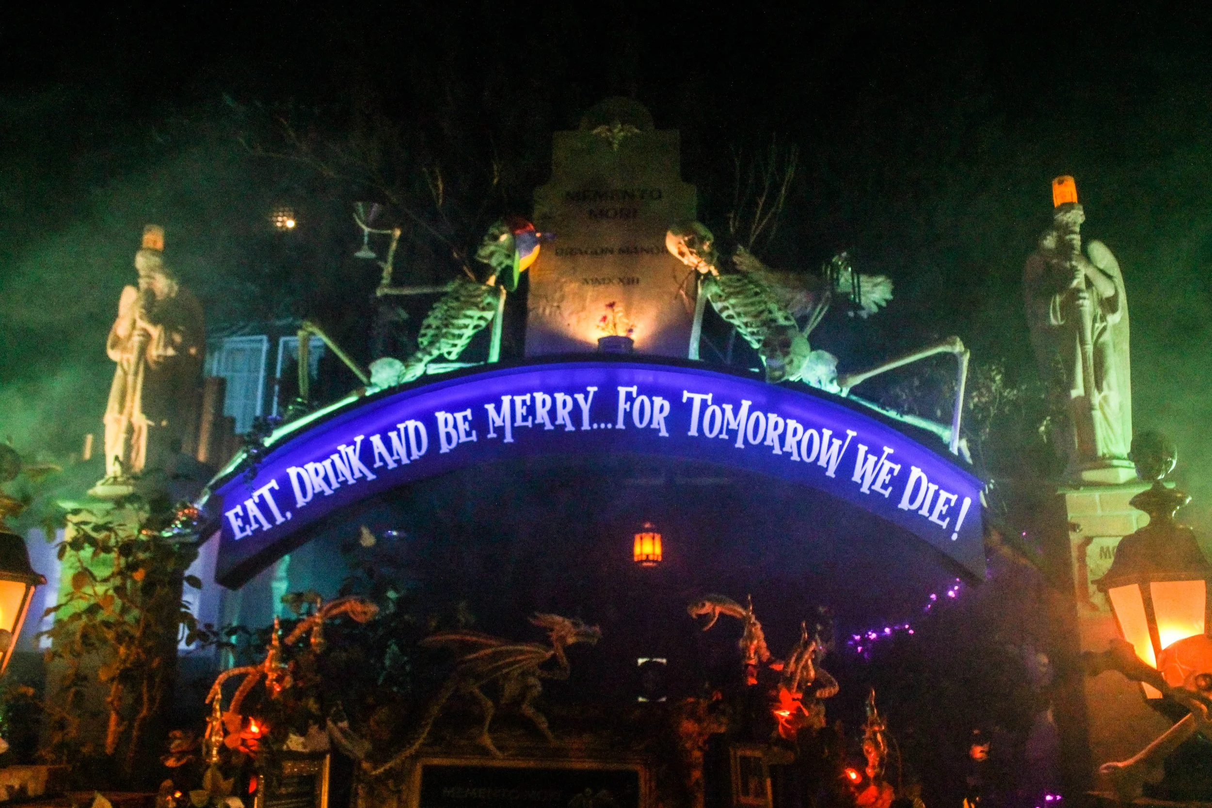    Many houses had moving animatronics and flashing lights to spook people passing by.   