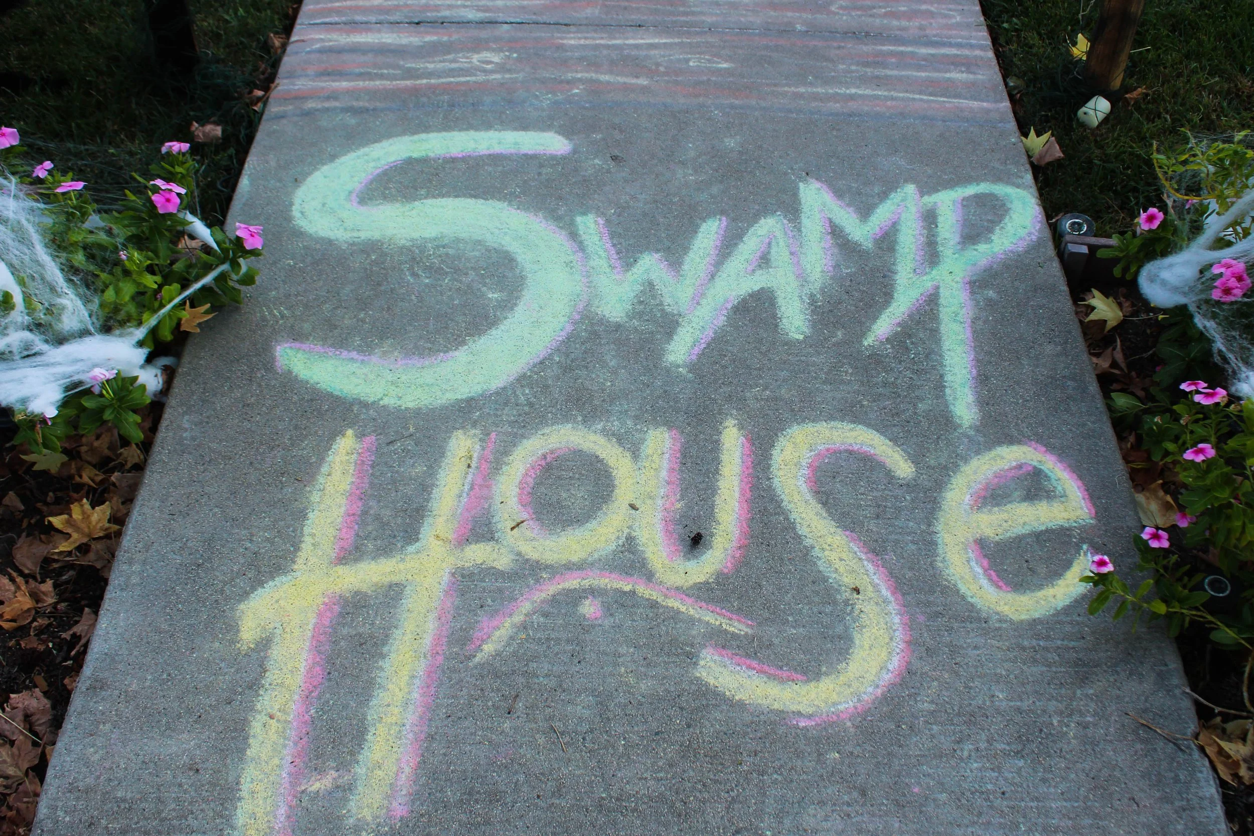    Labeling itself as the Swamp House, this yard featured a large monster that lights up at night.&nbsp;   