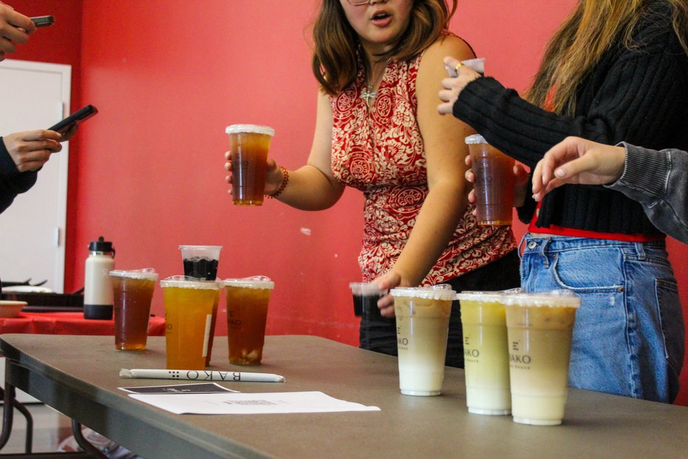    The club brought in food from Panda Express and drinks from Bako Teahouse.   