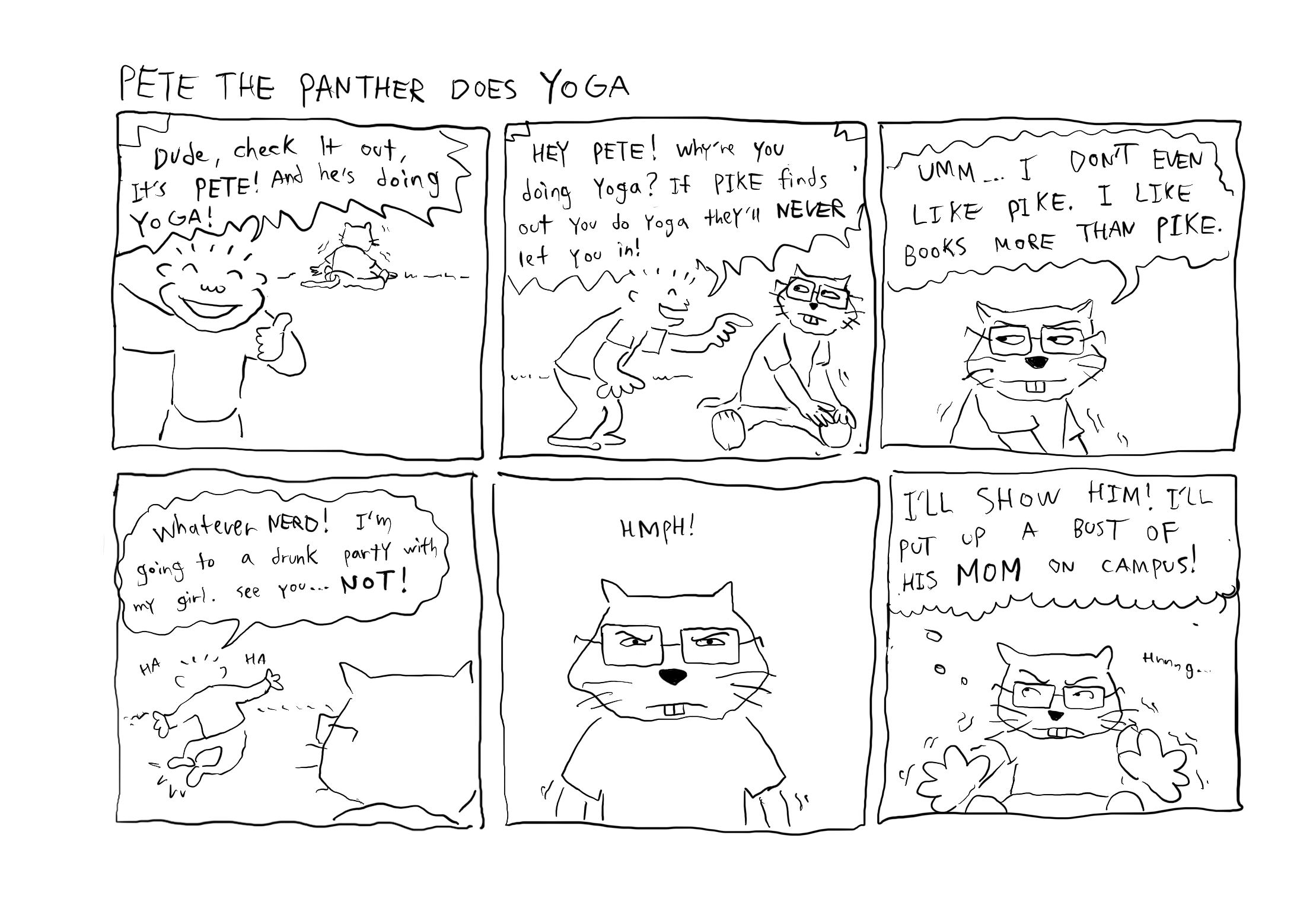 Pete the Panther does yoga