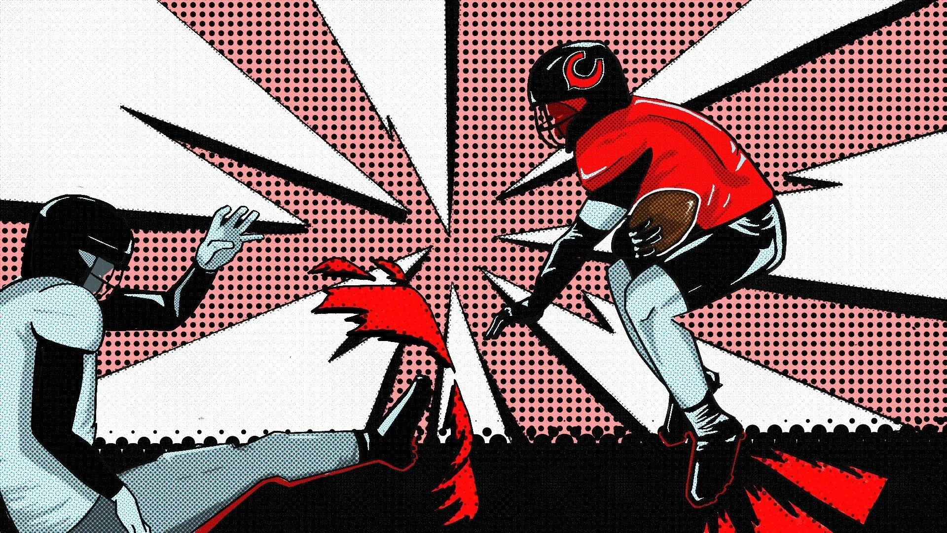 illustration of two football players, one for chapman university