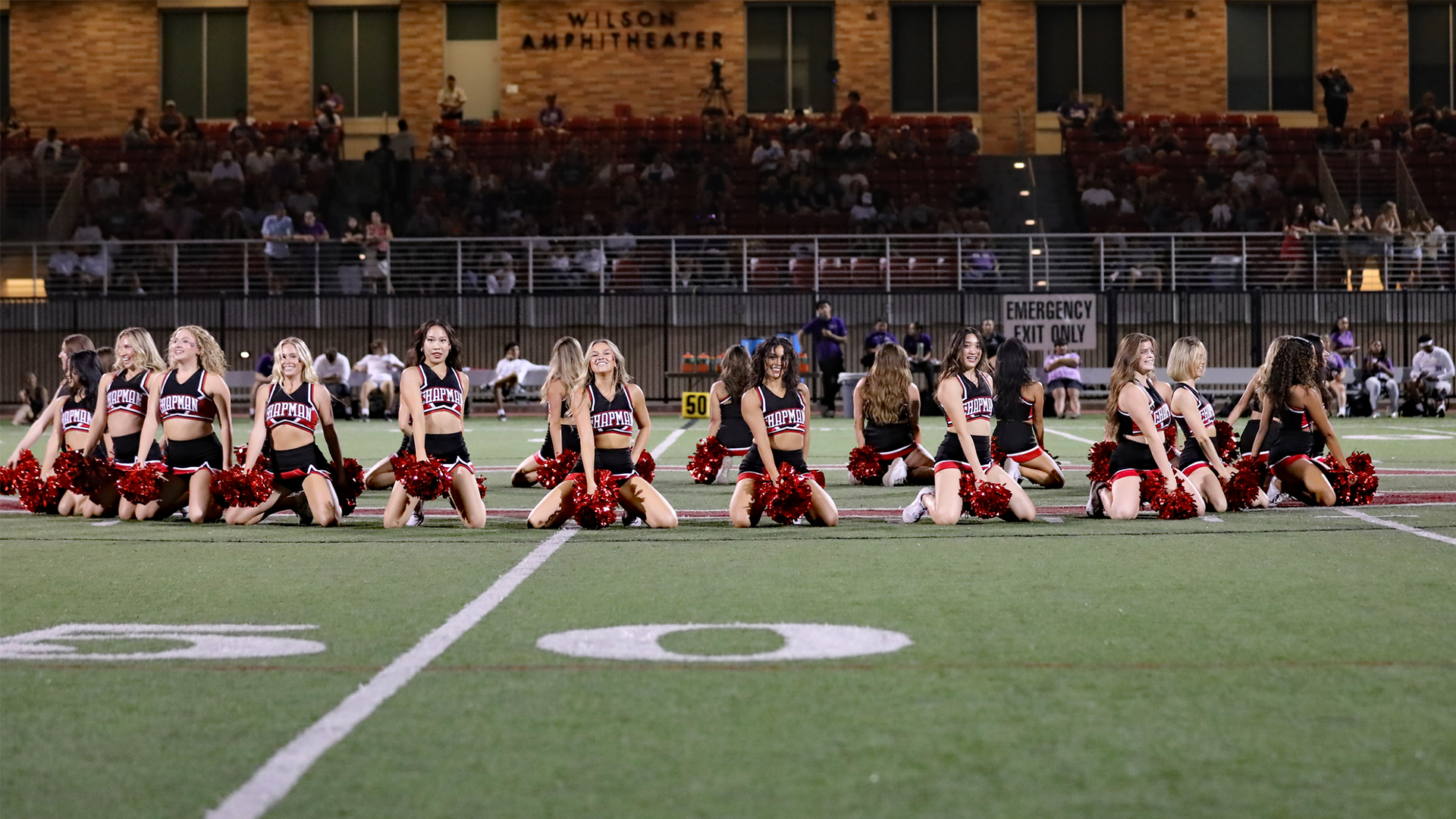 chapman cheerleaders in a circle