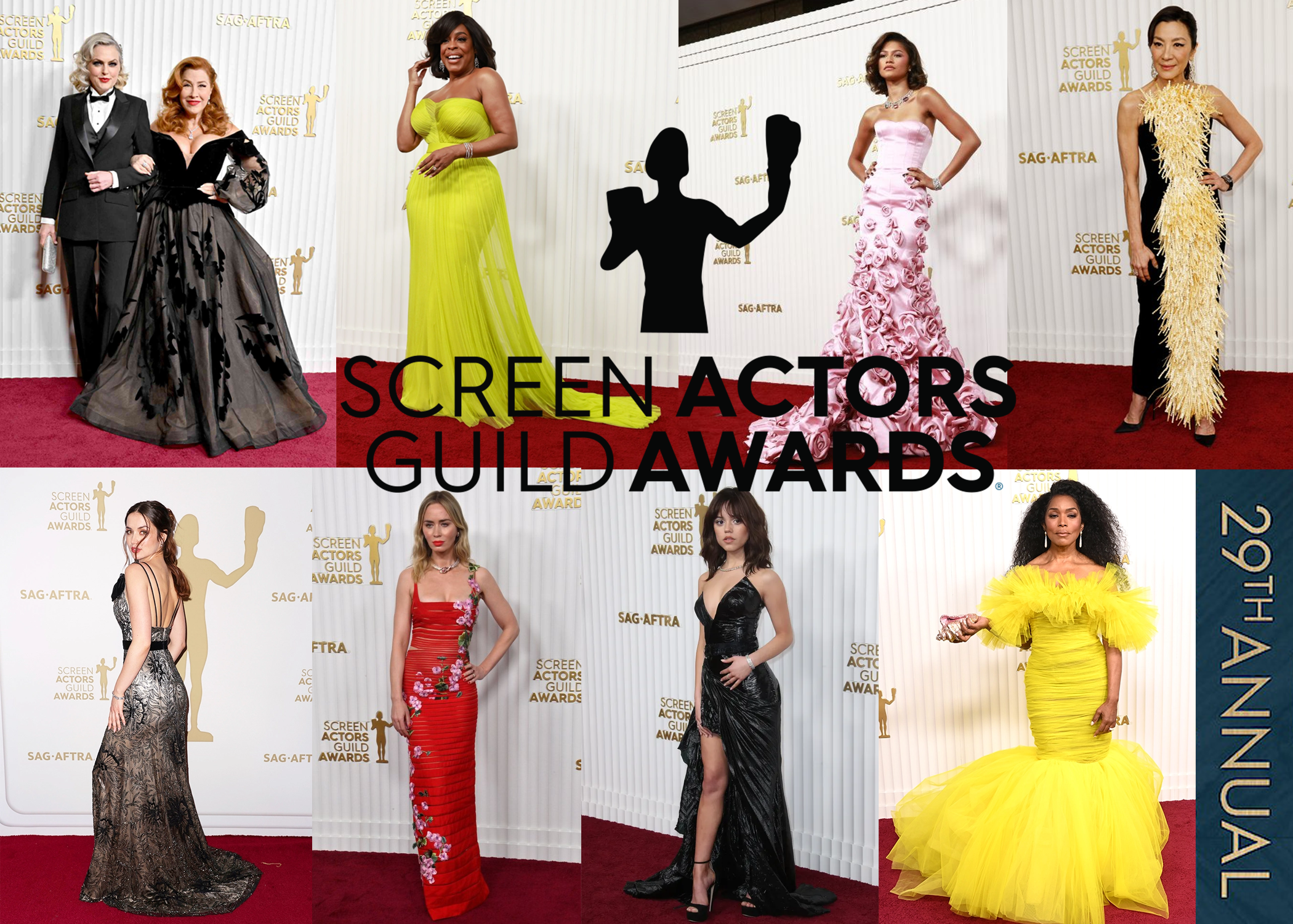 Screen Actors Guild Award fashion featured colorful romantic or