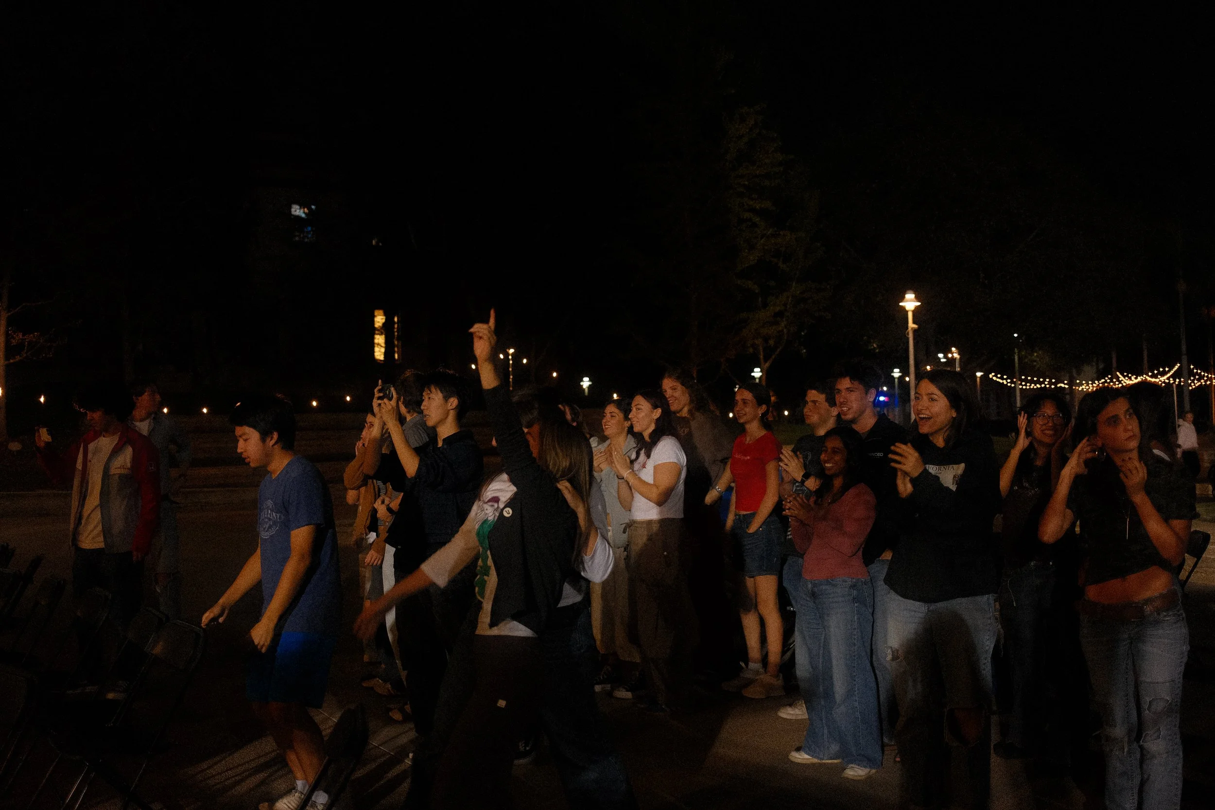 students cheering