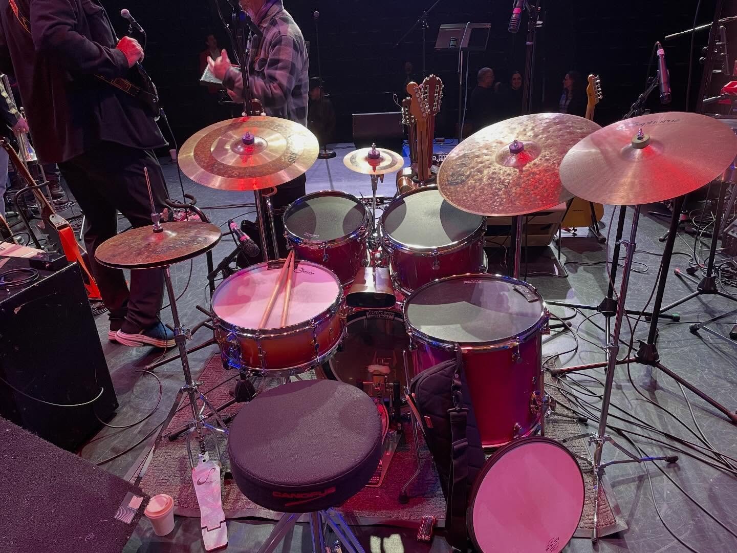 My office for the show at Brava Theatre in the Mission District of San Francisco on Sunday Dec 14, 2025.  A sold out show honoring the legacy of Dr Loco.  #canopusdrums #bosphoruscymbals #drummer #bravatheatre #drloco #sanfrancisco #workingdrummer #l