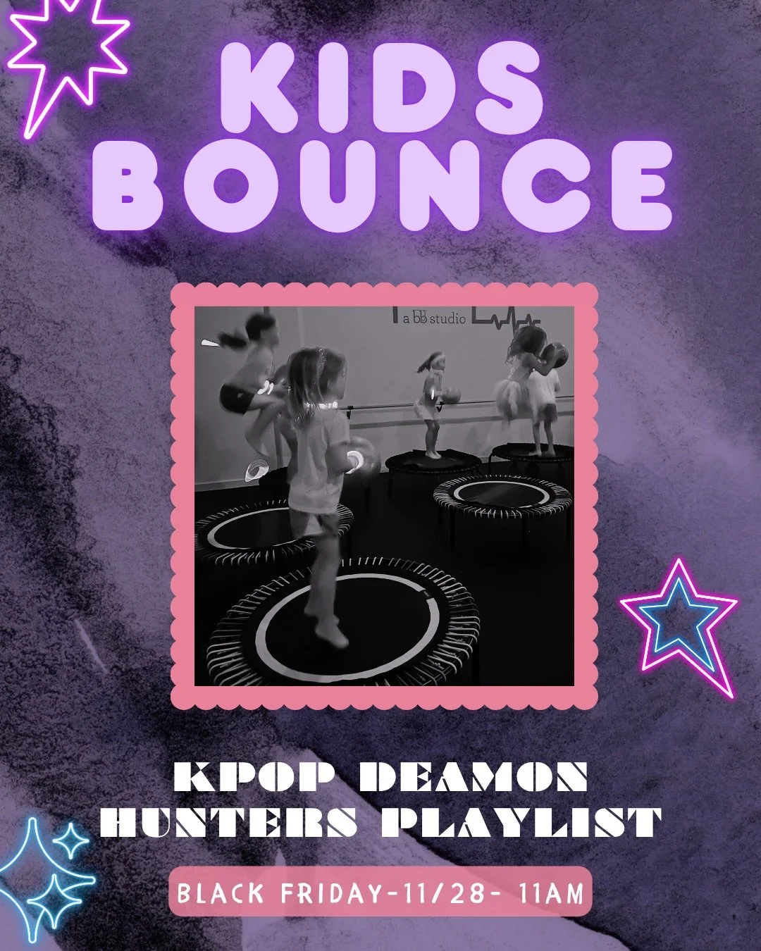 Are you ready for the TAKEDOWN ?
Black Friday fun starts HERE! 🖤⚔️

11/28 at 11AM &mdash; Kids Bounce x K-Pop Demon Hunters!
Jump. Laugh. Play. Repeat. 🔁🔥 

#bounce #kidsevents #hingham #blackfriday #kpop