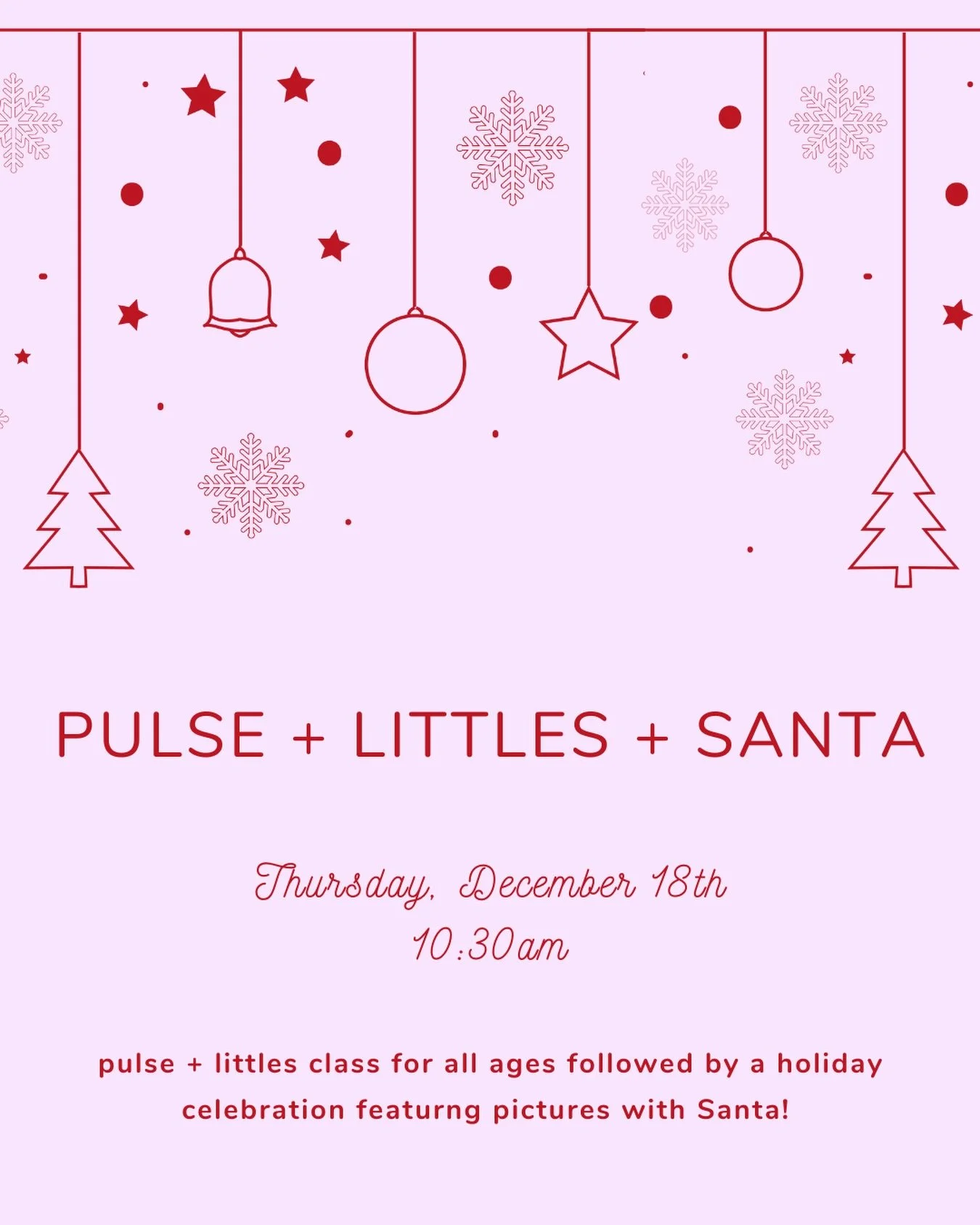 Jingle bells, tiny pulses, Santa pics&hellip; basically the cutest Thursday ever 🎅✨ 
Spots will fill so book now 💜💜💜
#derbyst #kidsevents #fitnessevents #pulse