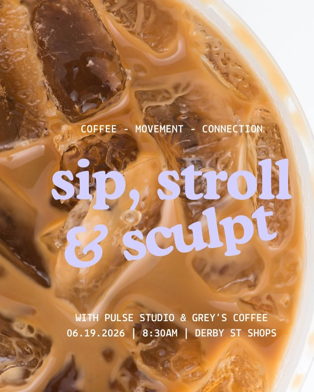**Sip, Stroll &amp; Sculpt ☕️✨**

A little caffeine, a little movement, a lot of community 🤍 Come sip with us, chat with us, move with us.

Your ticket includes:
&bull; One specialty coffee
&bull; Group walk/yap
&bull; 30-minute class

Can&rsquo;t m