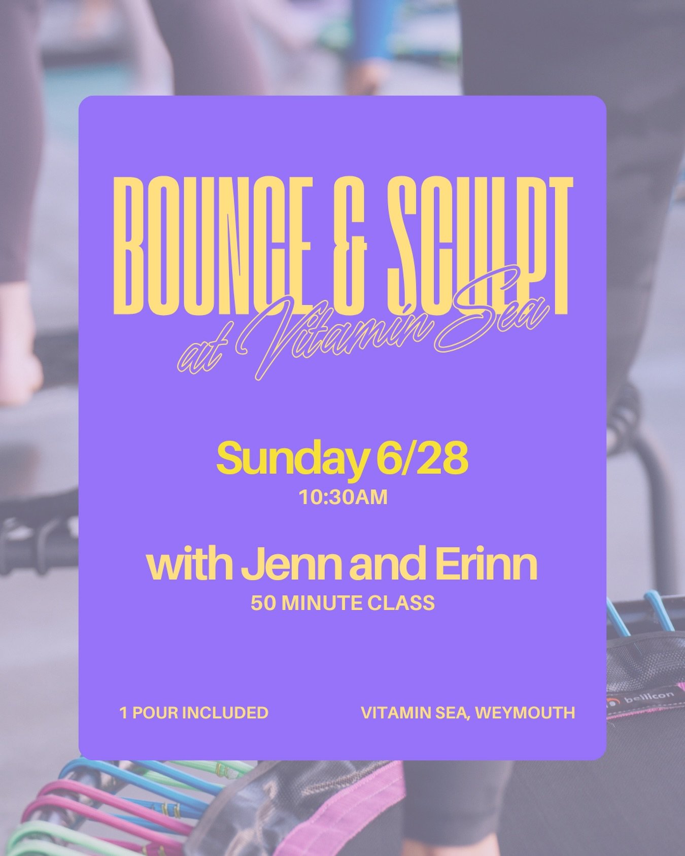 **Bounce &amp; Sculpt at Vitamin Sea 🌊**

The perfect Sunday combo: a little bounce, a little sculpt, and a whole lot of fun.

Join Jenn &amp; Erinn on Sunday 6/28 at 10:30AM for 50 minutes of movement , followed by a well-earned pour from our frien