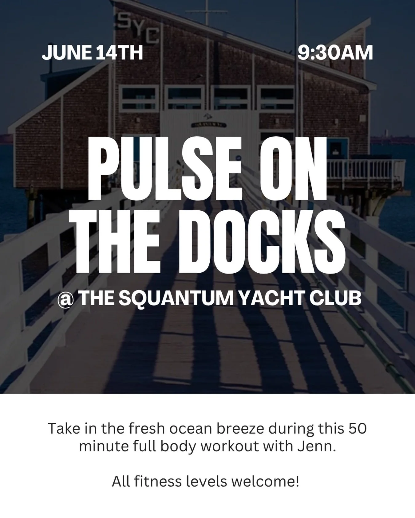 Salt air, good company, and a workout that hits all the right spots. 🌊☀️

Join Jenn at the docks for 50 minutes of full-body movement with the ocean as your backdrop. Whether you&rsquo;ve been meaning to try Pulse or you&rsquo;re already part of our