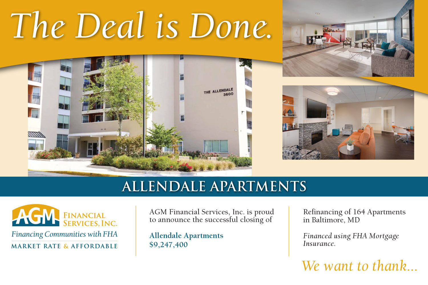 The Deal is Done Allendale Apartments, Baltimore, MD — AGM Financial