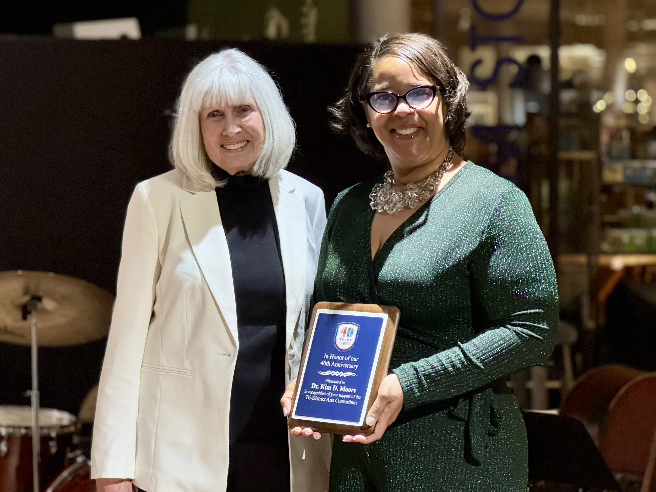 Richland Two's Deputy Superintendent, Dr. Marshalynn Franklin receiving the Tri-DAC Award on behalf of Superintendent, Dr. Kim D. Moore, who was unable to attend.