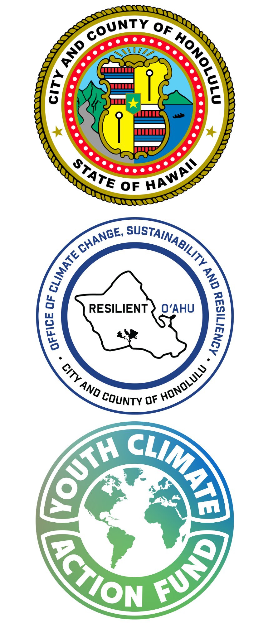 Three logos of the City, Resilience Office and Youth Climate Action Fund.