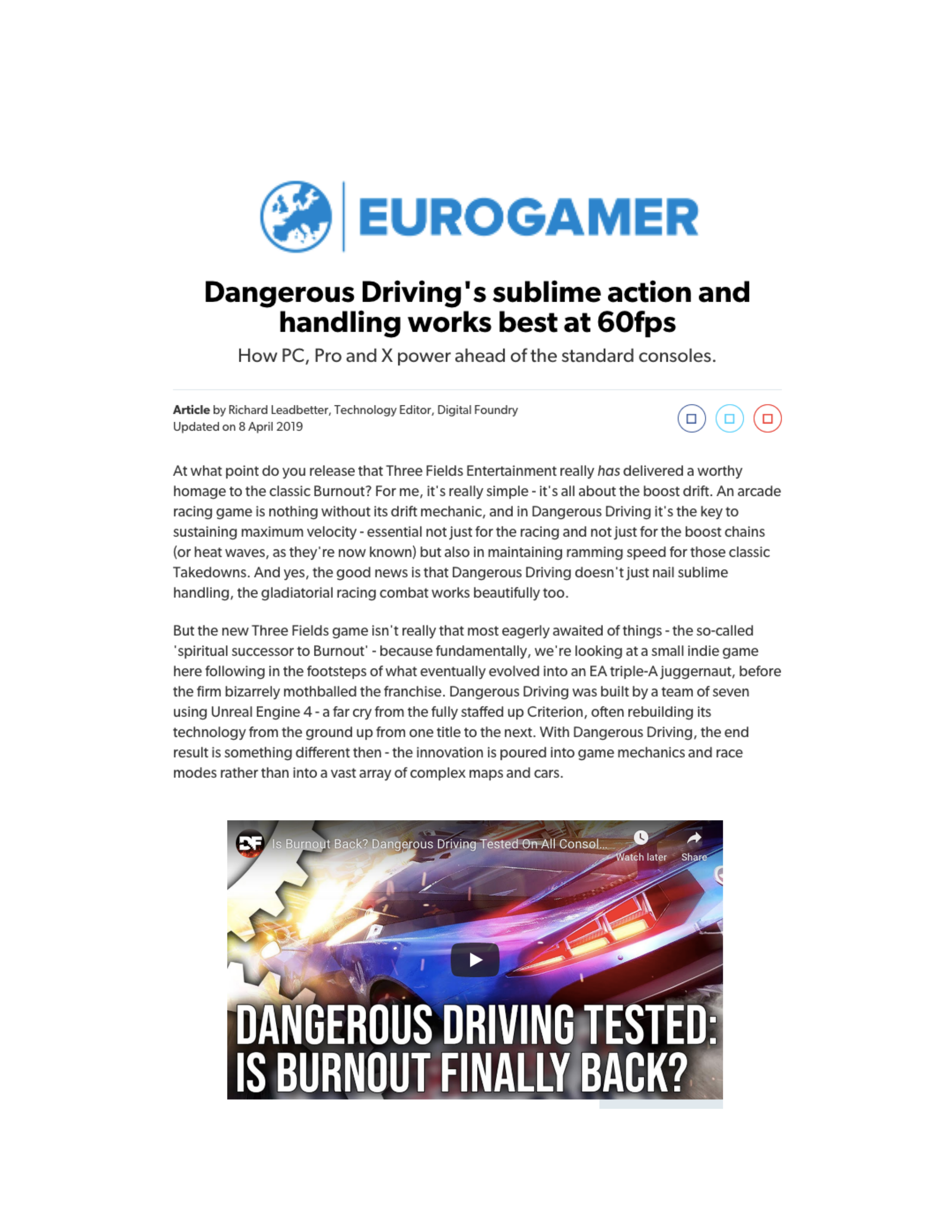 Update: Since publishing their blog, Eurogamer has received a