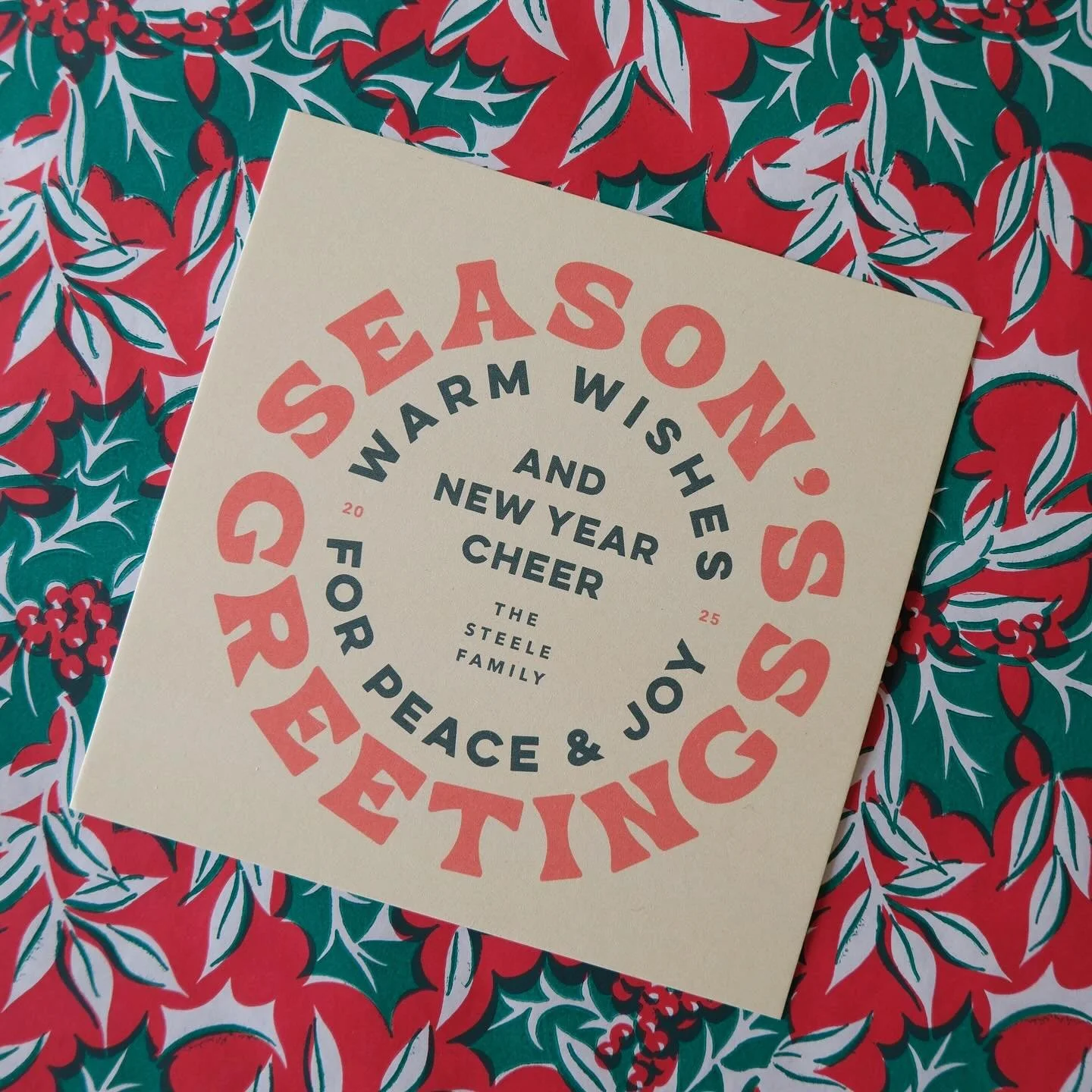 Super proud of this square, type-centric, non-photo card for winning the curvilinear award one month ago from the @minted team! She&rsquo;s titled &ldquo;encircled&rdquo; and is available in six colorways with three different holiday message options 