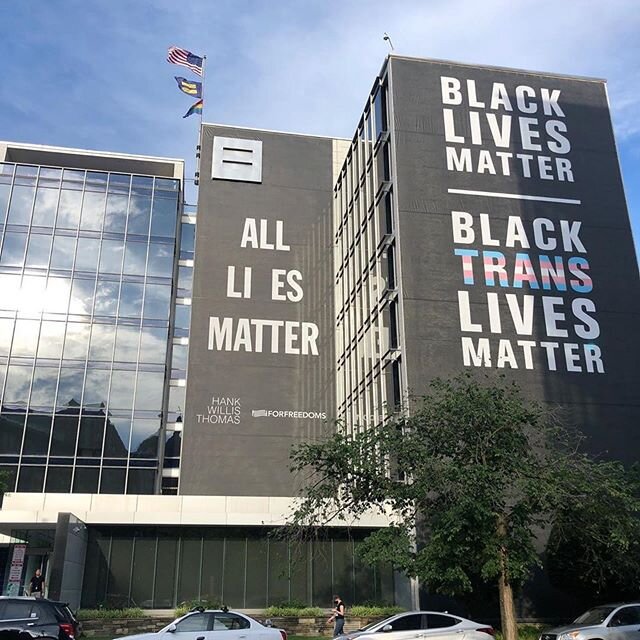 @humanrightscampaign, the nation&rsquo;s largest organization working to advance LGBTQ equality, has proudly unveiled the monumental @hankwillisthomas&rsquo; (P.4 artist!) All Li es Matter&rdquo; installation in support of the Black Lives Matter and Black Trans Lives Matter movements on their headquarters in Washington, D.C. All lives cannot matter until Black lives, and Black trans lives, matter.

#HankWillisThomas #BlackLivesMatter #BlackTransLivesMatter #Juneteenth #LGBT #LGBTQ #jackshainmangallery #forfreedoms  #allliesmatter #prospectalumni