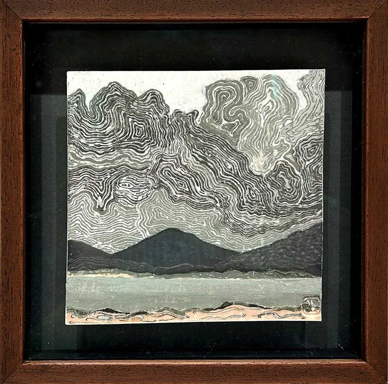 Deirdre O'Reilly : "Contours of Weather" Ceramic Art - Porcelain Monoprint Framed €395