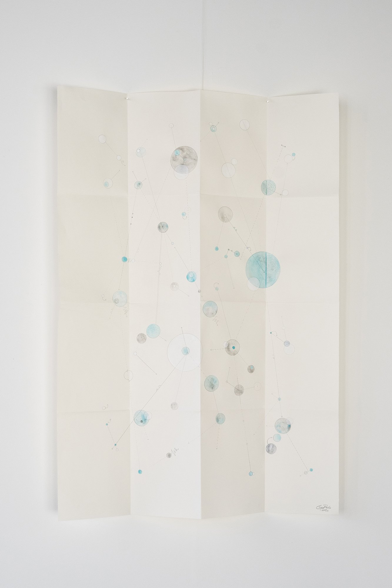 'How to Get from A to C: a Map' pencil, graphite and gouache on Fabriano Tiepolo paper, 70 x 100 cm.
Map: NFS