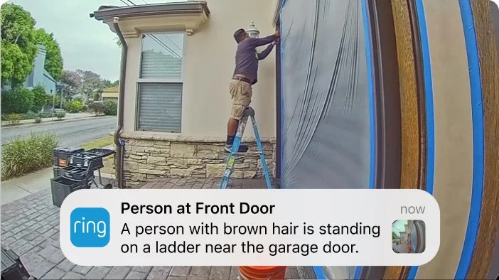 Ring doorbell camera capturing person at front door | Package delivery and visitor detection